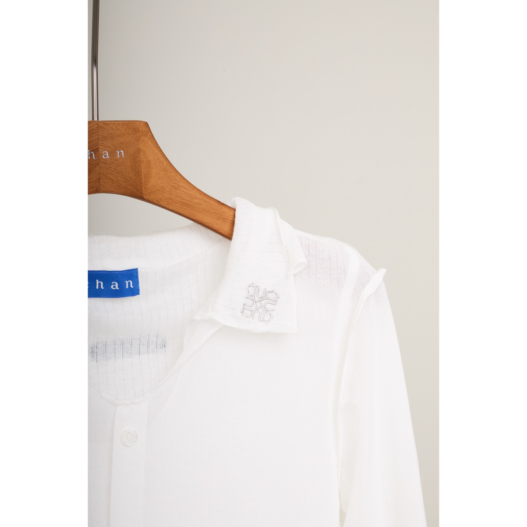 Double-Layer Sheer Shirt  – White