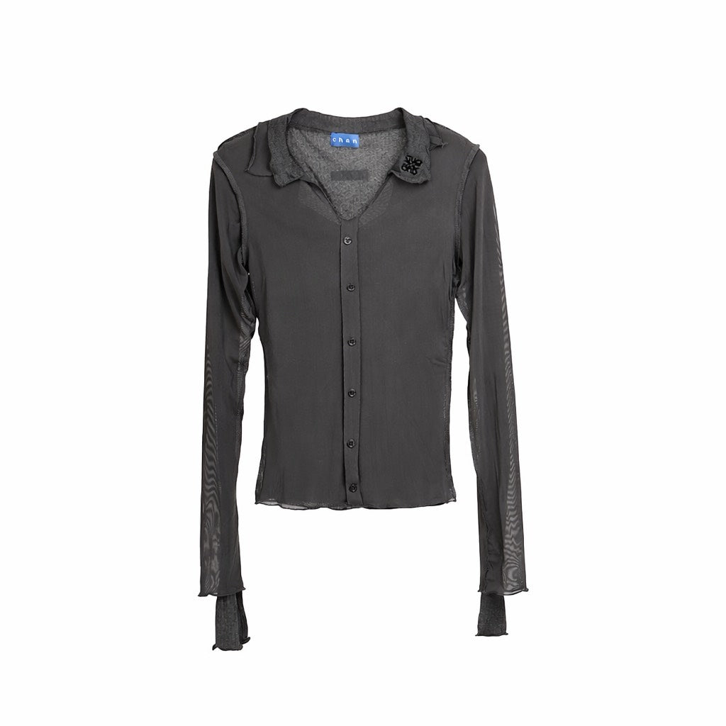 Double-Layer Sheer Shirt  – Grey