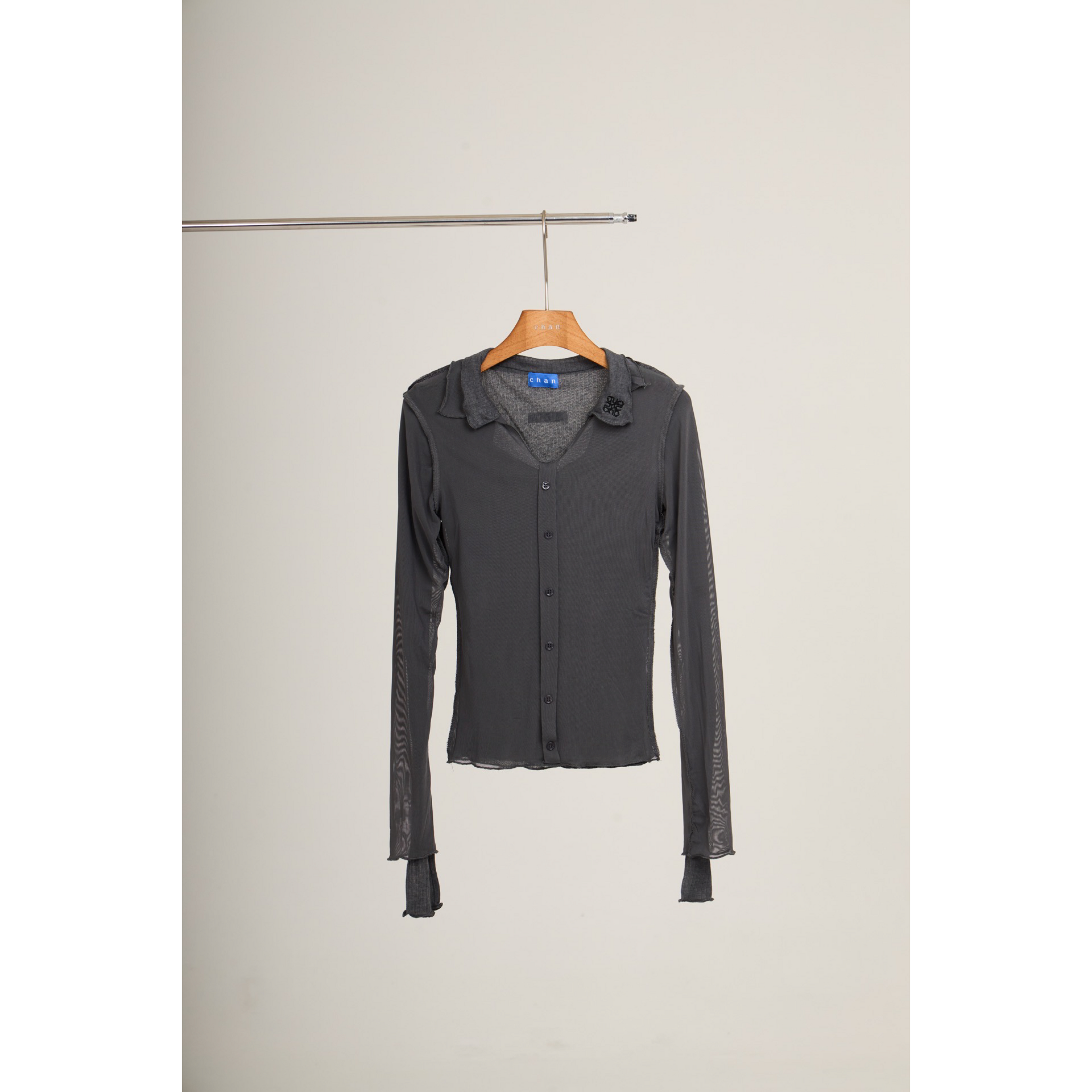 Double-Layer Sheer Shirt  – Grey