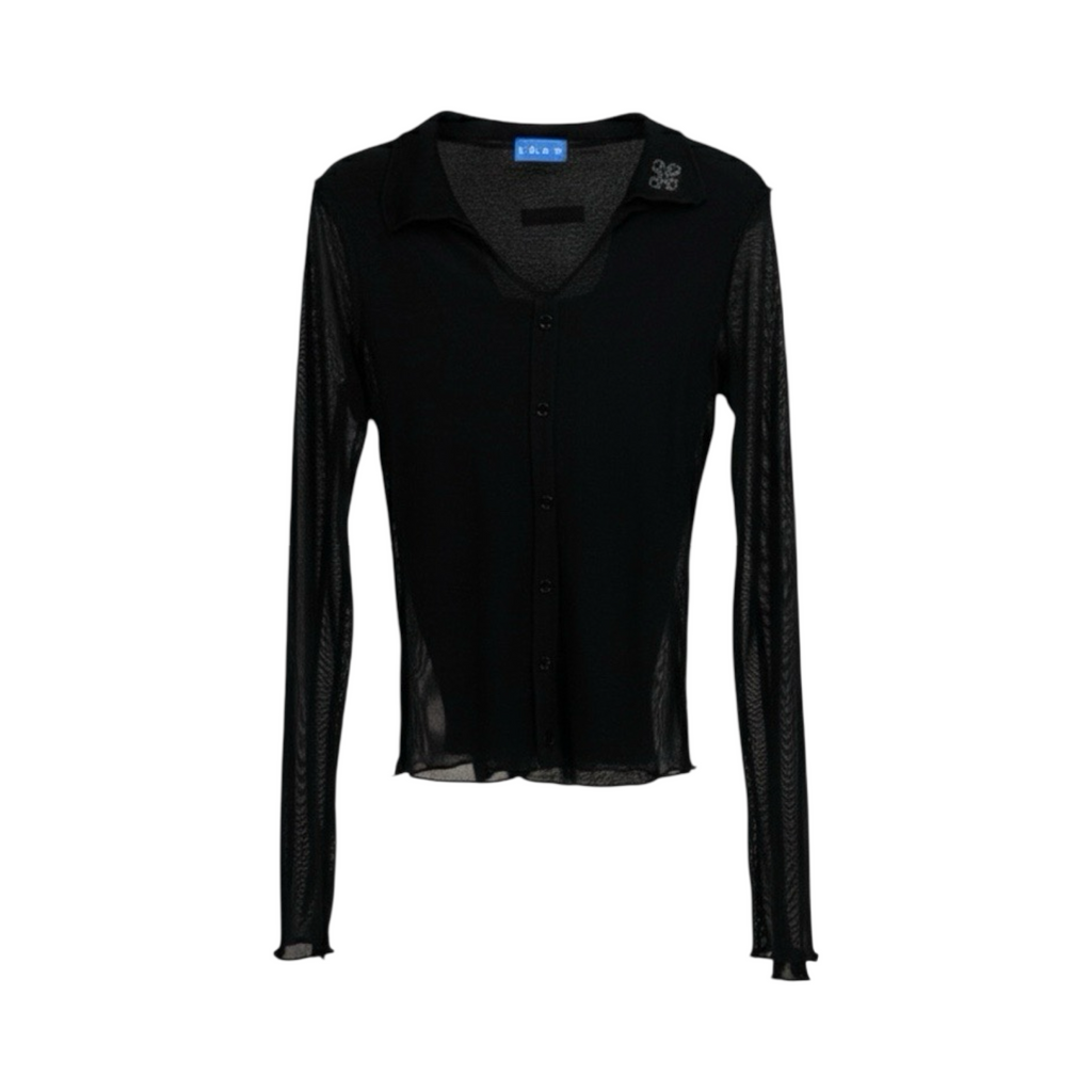 Double-Layer Sheer Shirt  – Black