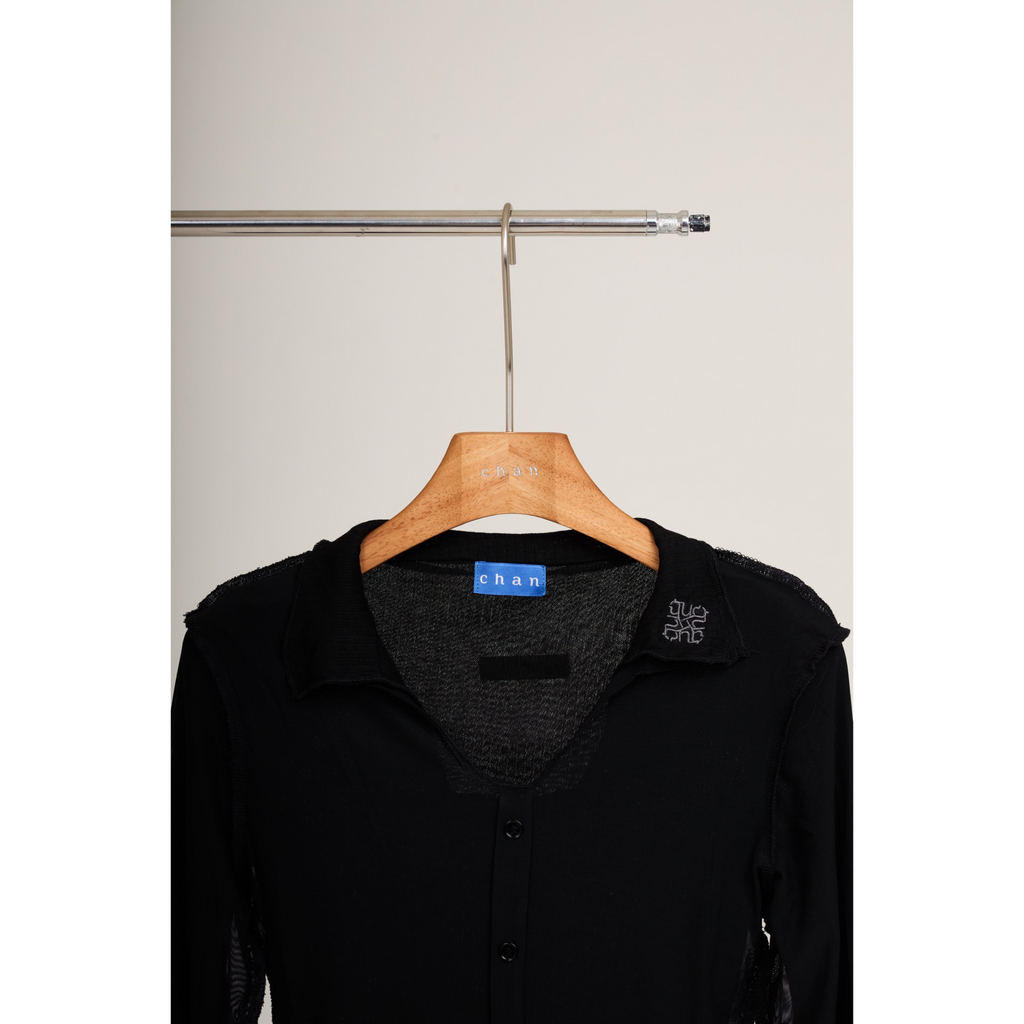 Double-Layer Sheer Shirt  – Black