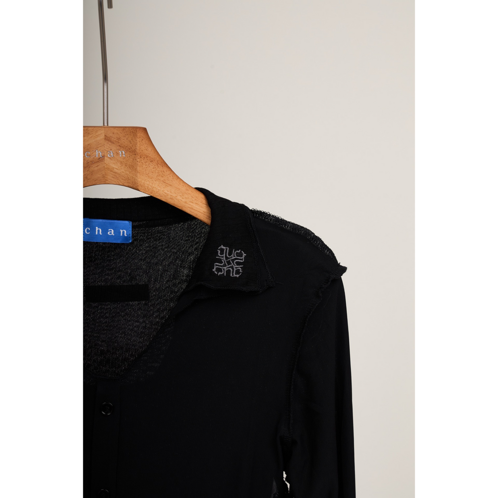 Double-Layer Sheer Shirt  – Black