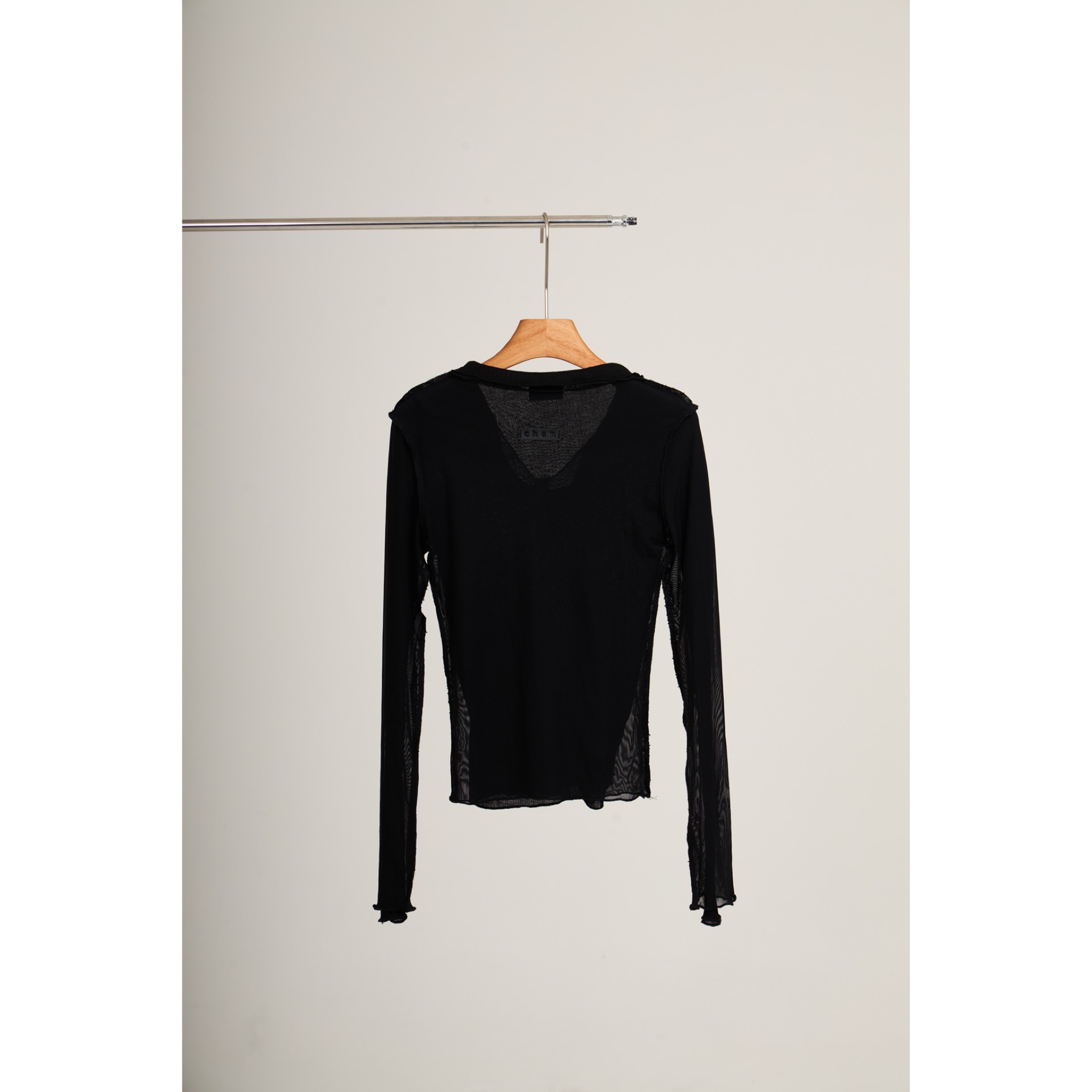 Double-Layer Sheer Shirt  – Black