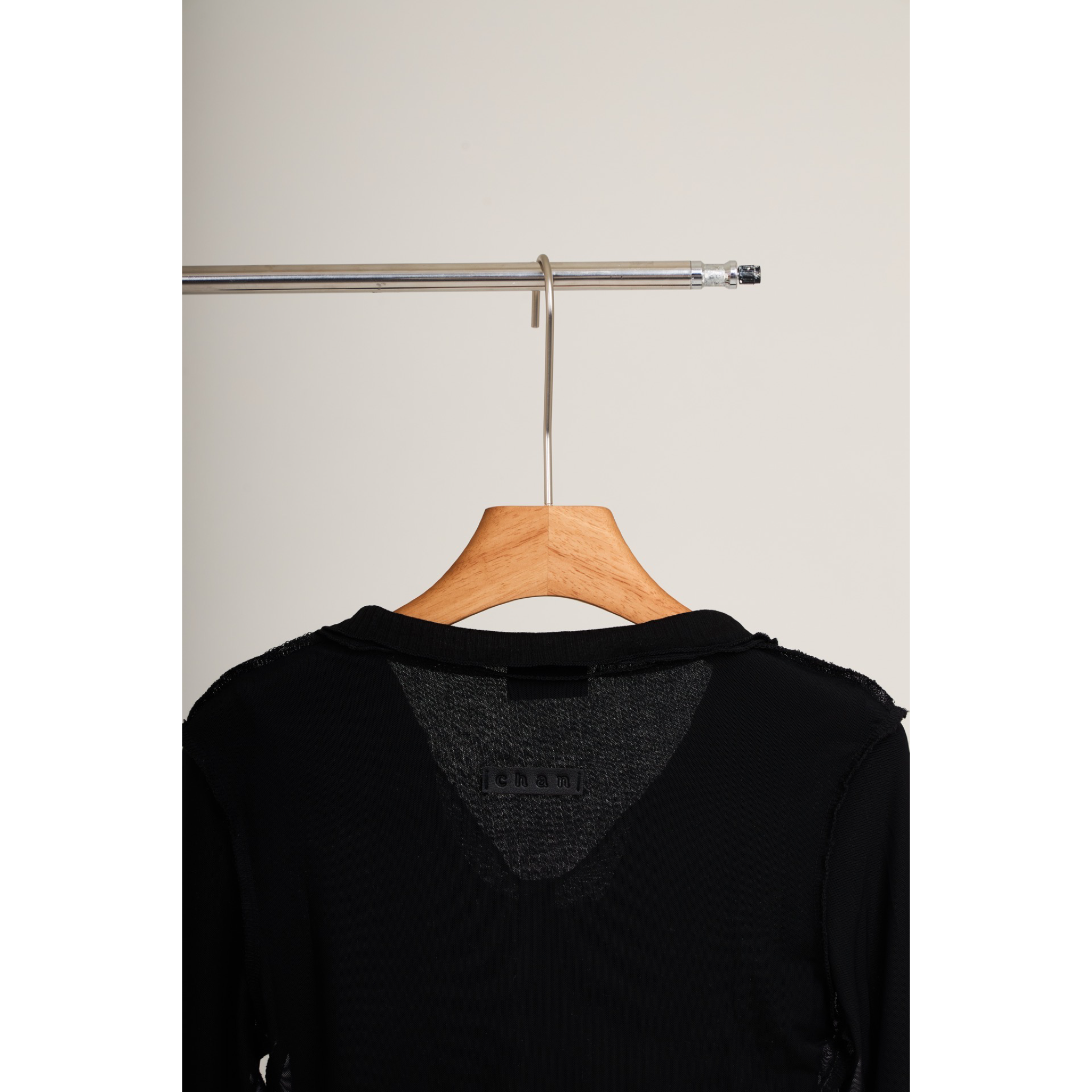 Double-Layer Sheer Shirt  – Black