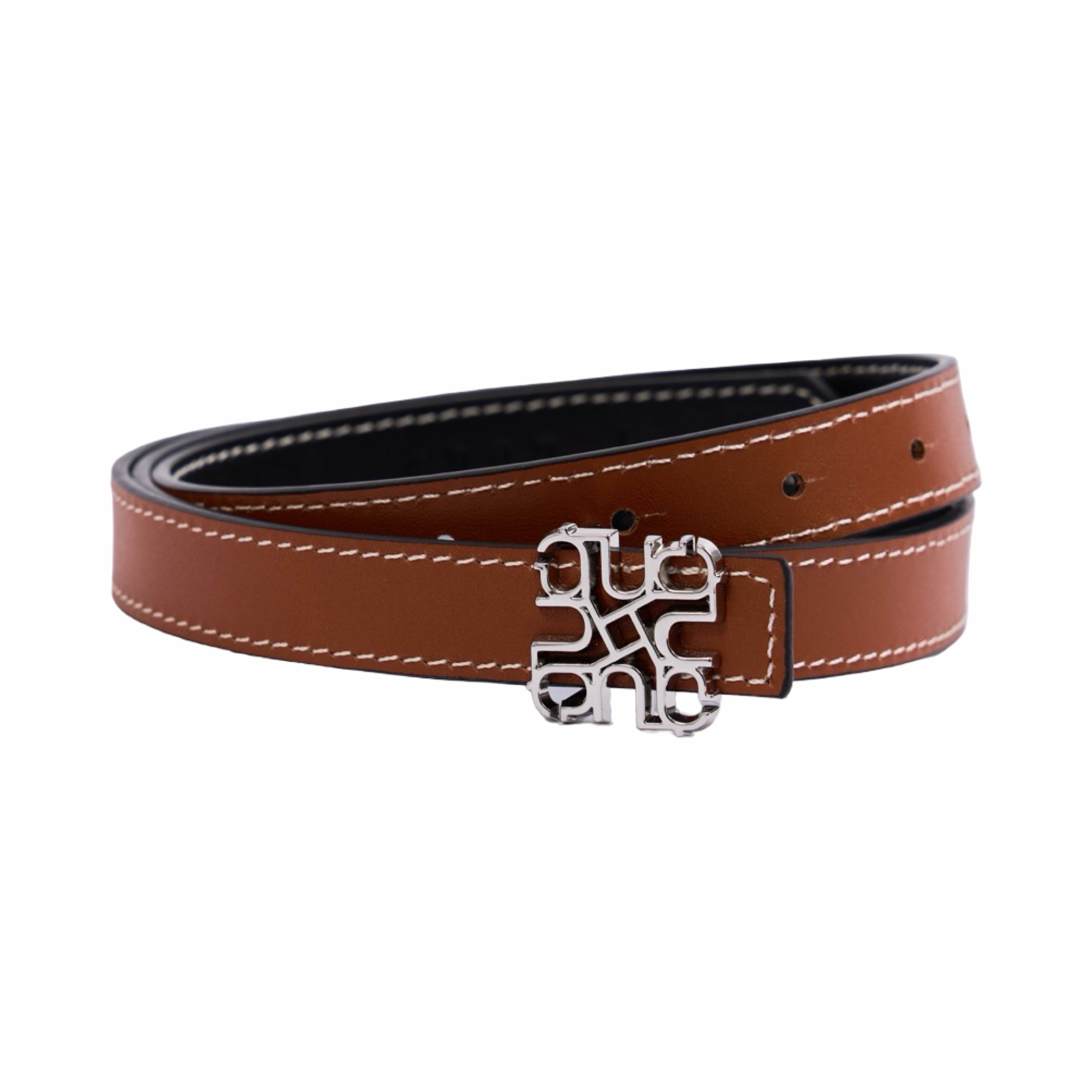 Leather Belt Black/Brown – Silver