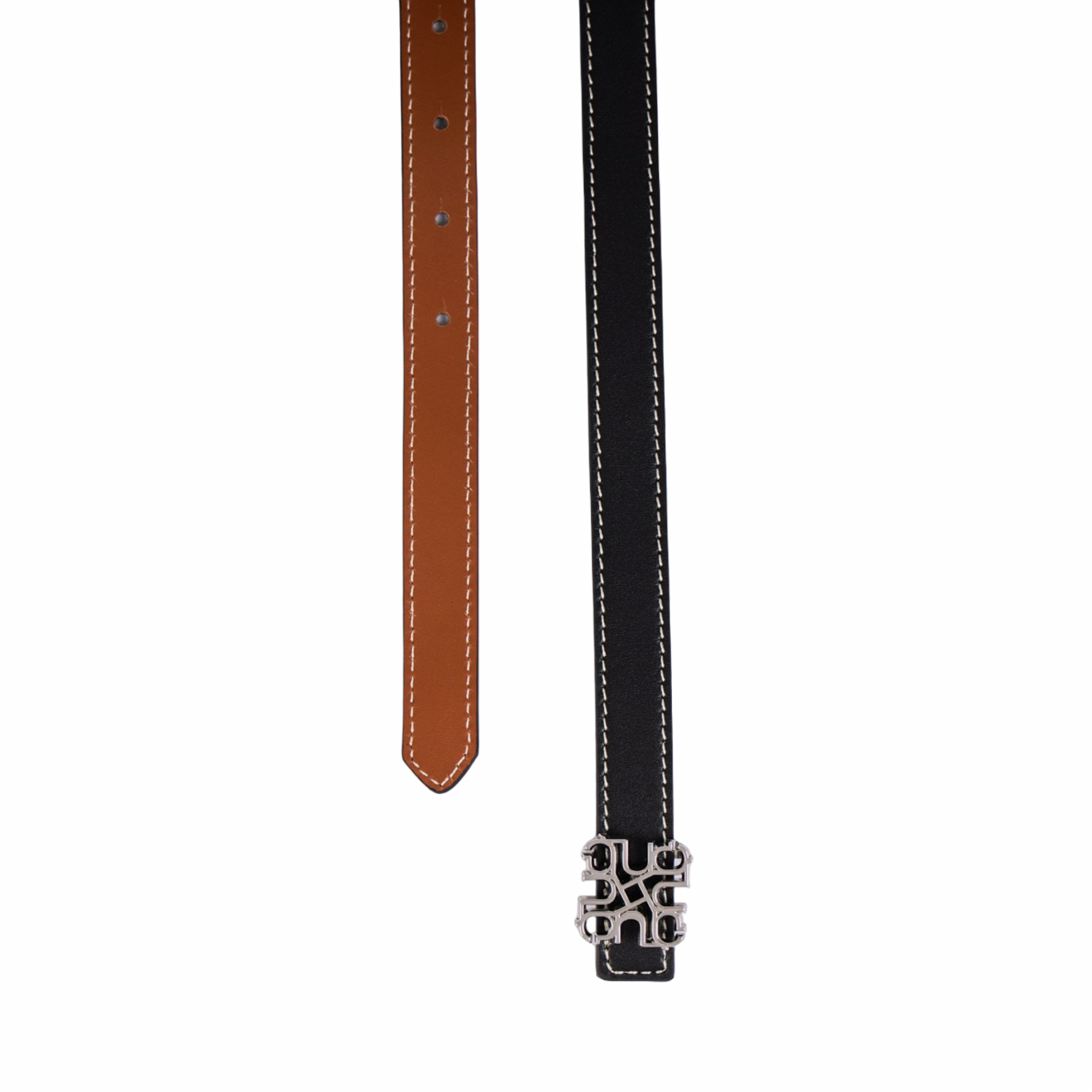 Leather Belt Black/Brown – Silver