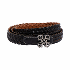 Woven Leather Belt Black/Brown – Silver