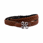 Woven Leather Belt Black/Brown – Silver