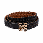 Woven Leather Belt Black/Brown – Gold