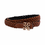 Woven Leather Belt Black/Brown – Gold
