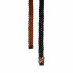 Woven Leather Belt Black/Brown – Gold