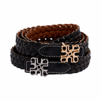 Woven Leather Belt Black/Brown – Gold