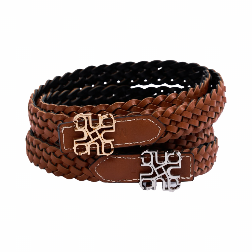 Woven Leather Belt Black/Brown – Gold
