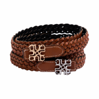 Woven Leather Belt Black/Brown – Gold