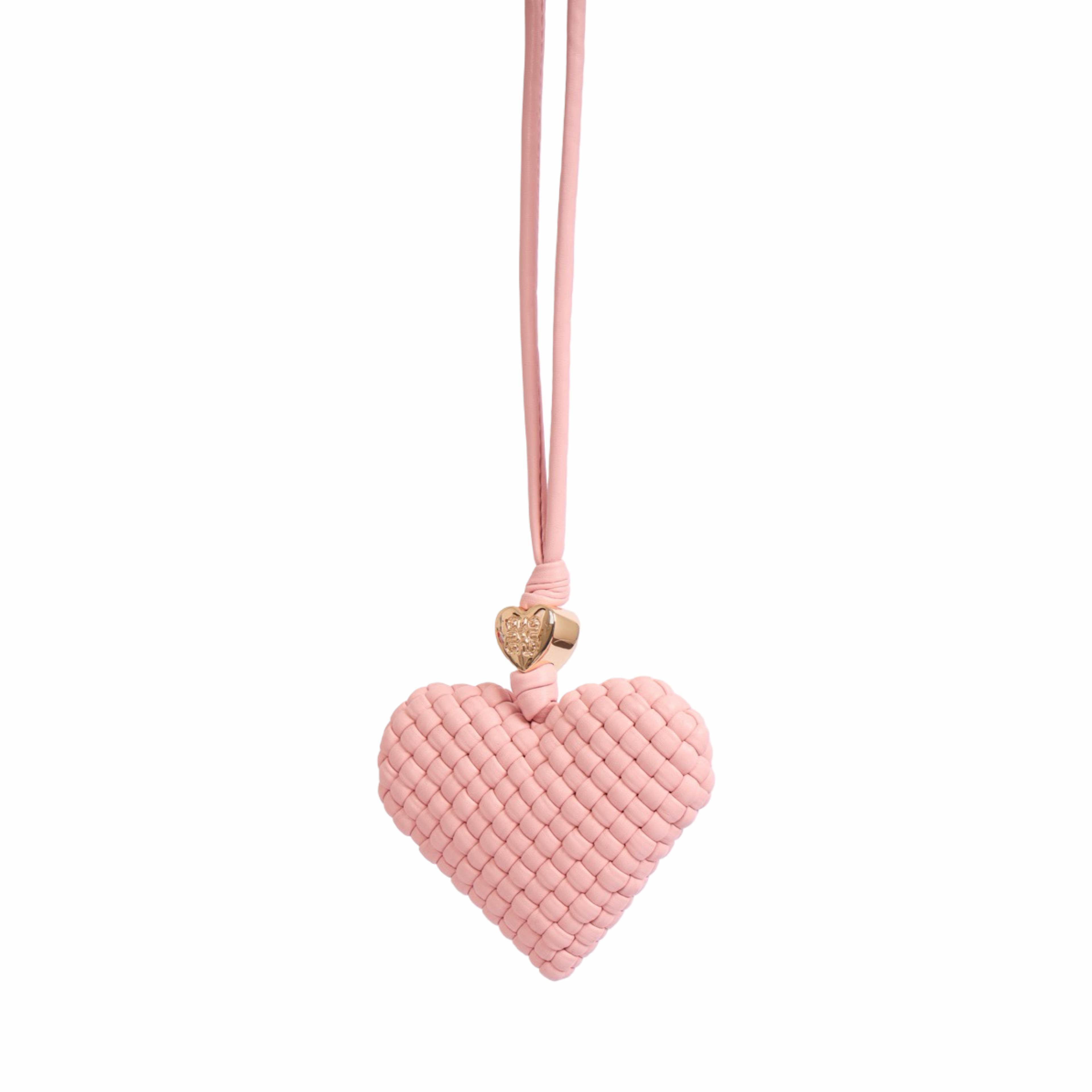 Woven Heart Baby Pink Bag Charm – Gold