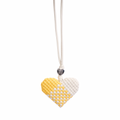 Woven Heart Yellow Bag Charm – Silver