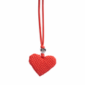 Woven Heart Red Bag Charm – Silver