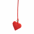 Woven Heart Red Bag Charm – Gold