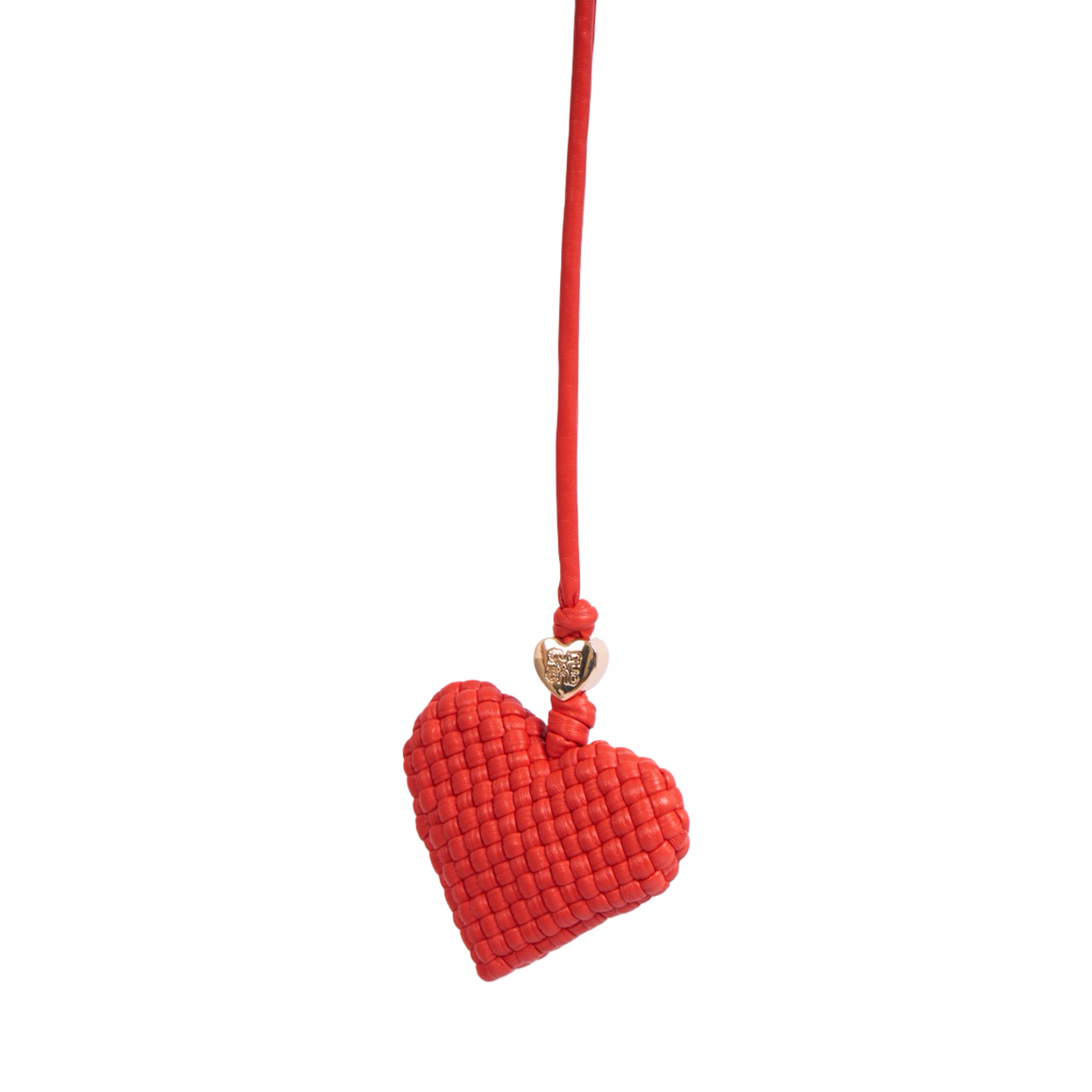 Woven Heart Red Bag Charm – Gold
