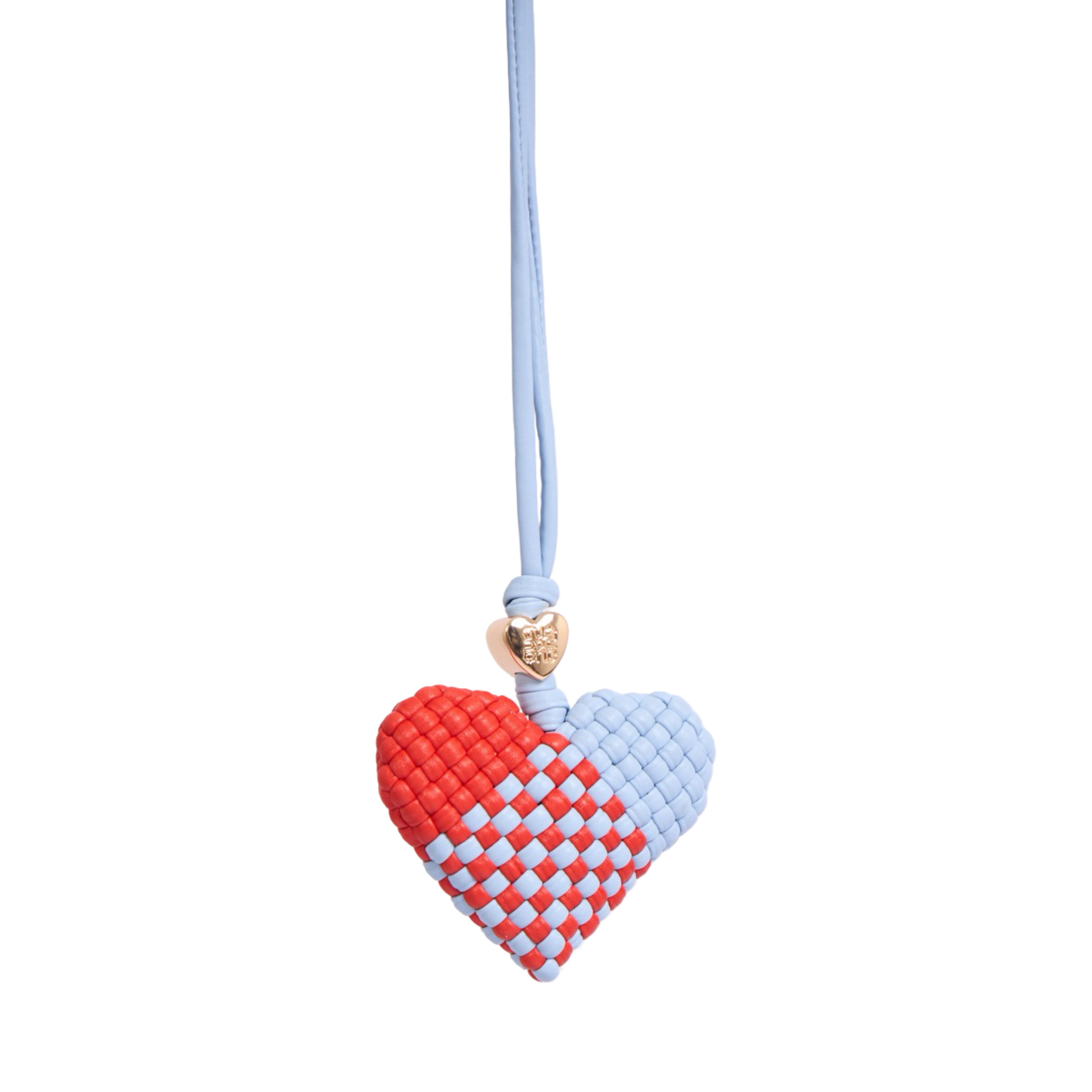 Woven Heart Red Blue Bag Charm – Gold