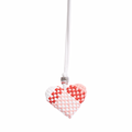 Woven Heart Mix Red Bag Charm – Silver