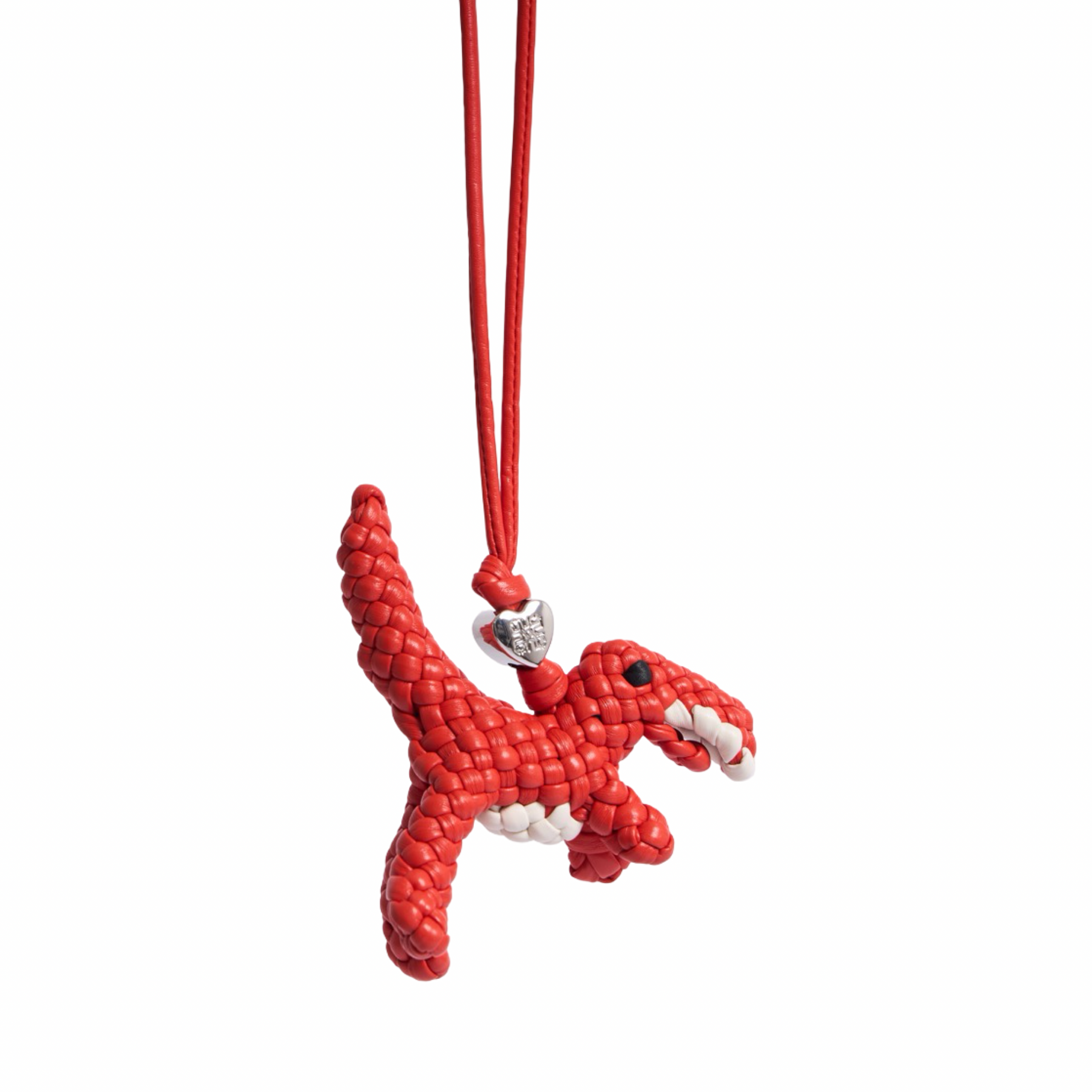 Woven Dinosaur Red Bag Charm – Silver