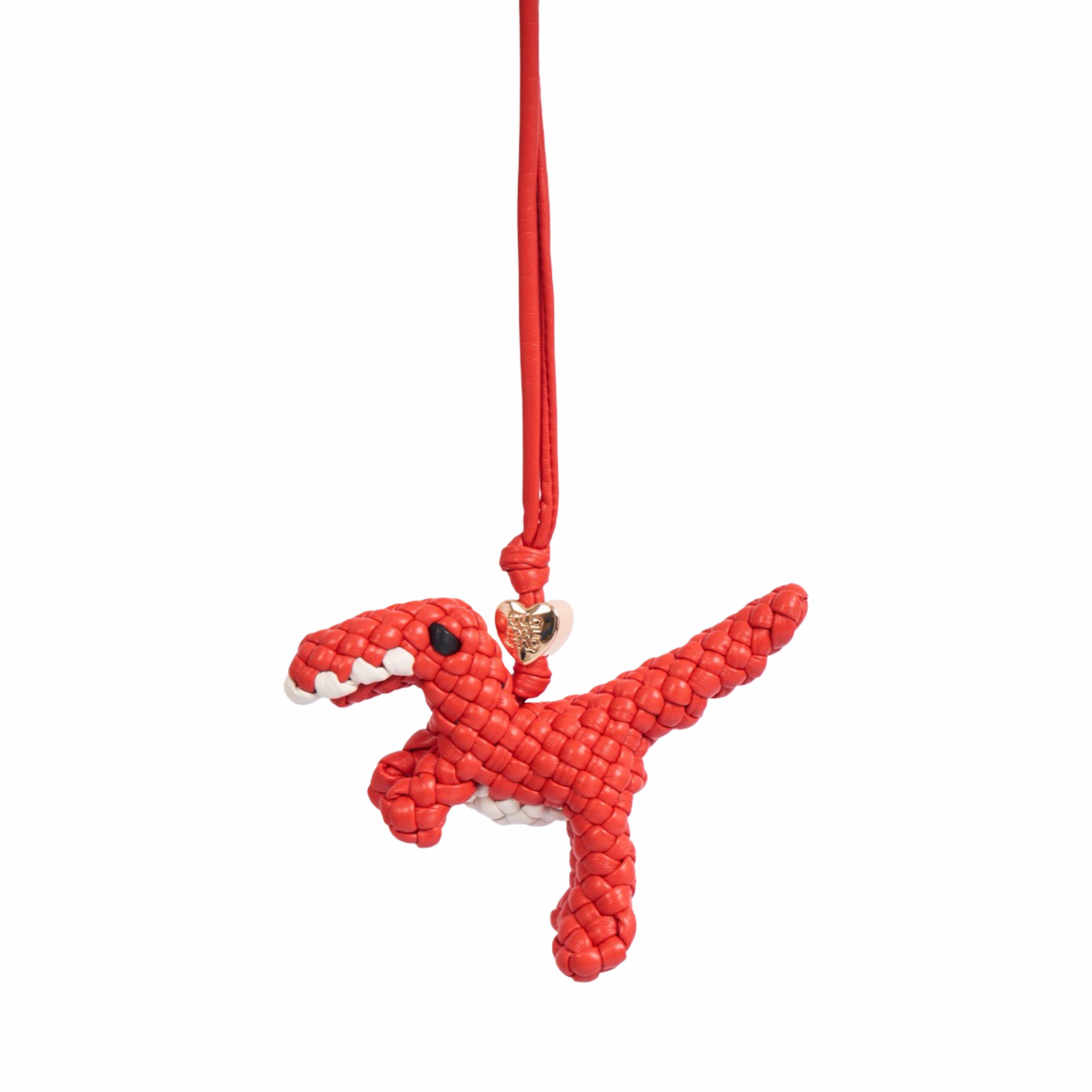 Woven Dinosaur Red Bag Charm – Gold