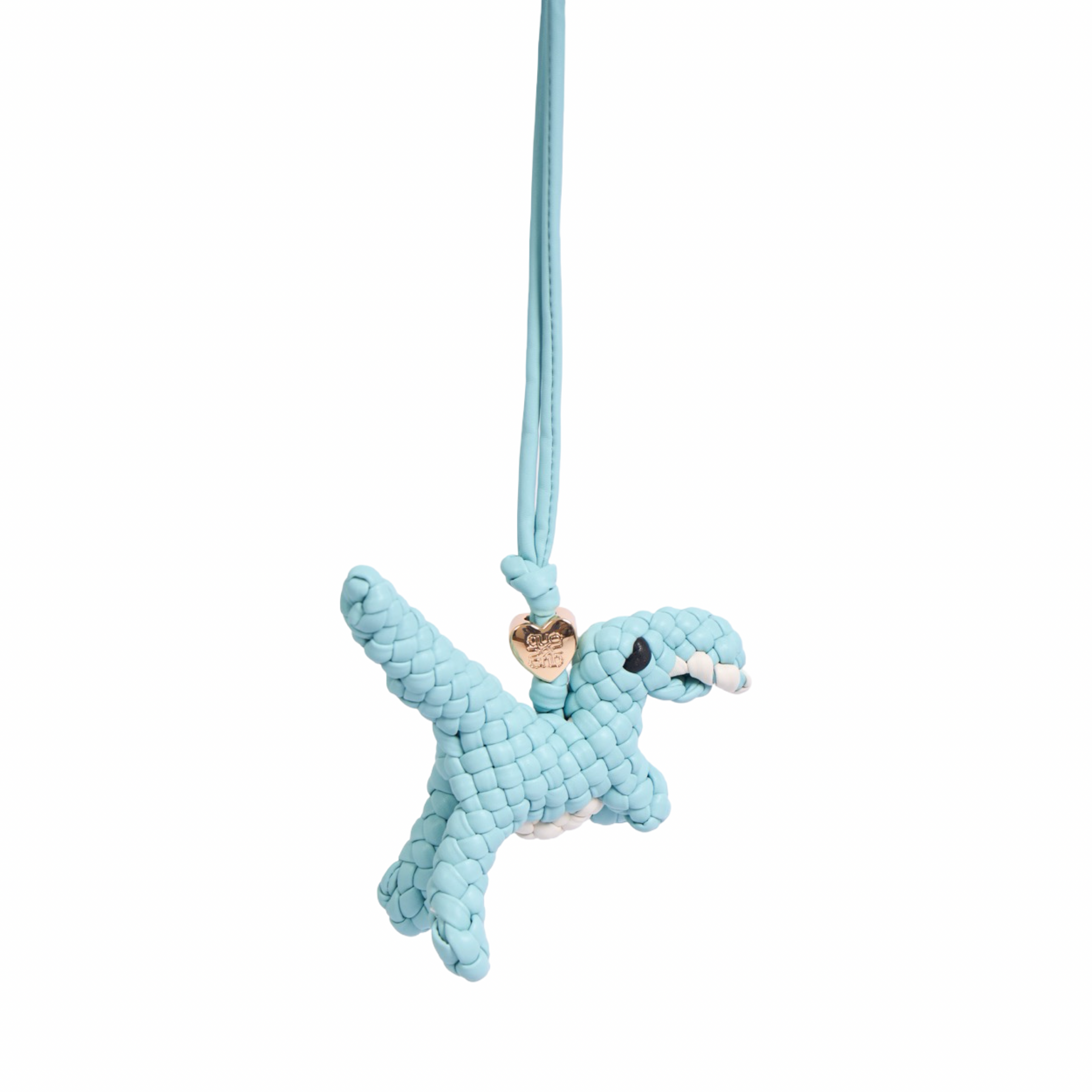 Woven Dinosaur Blue Bag Charm – Gold