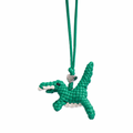 Woven Dinosaur Green Bag Charm – Silver