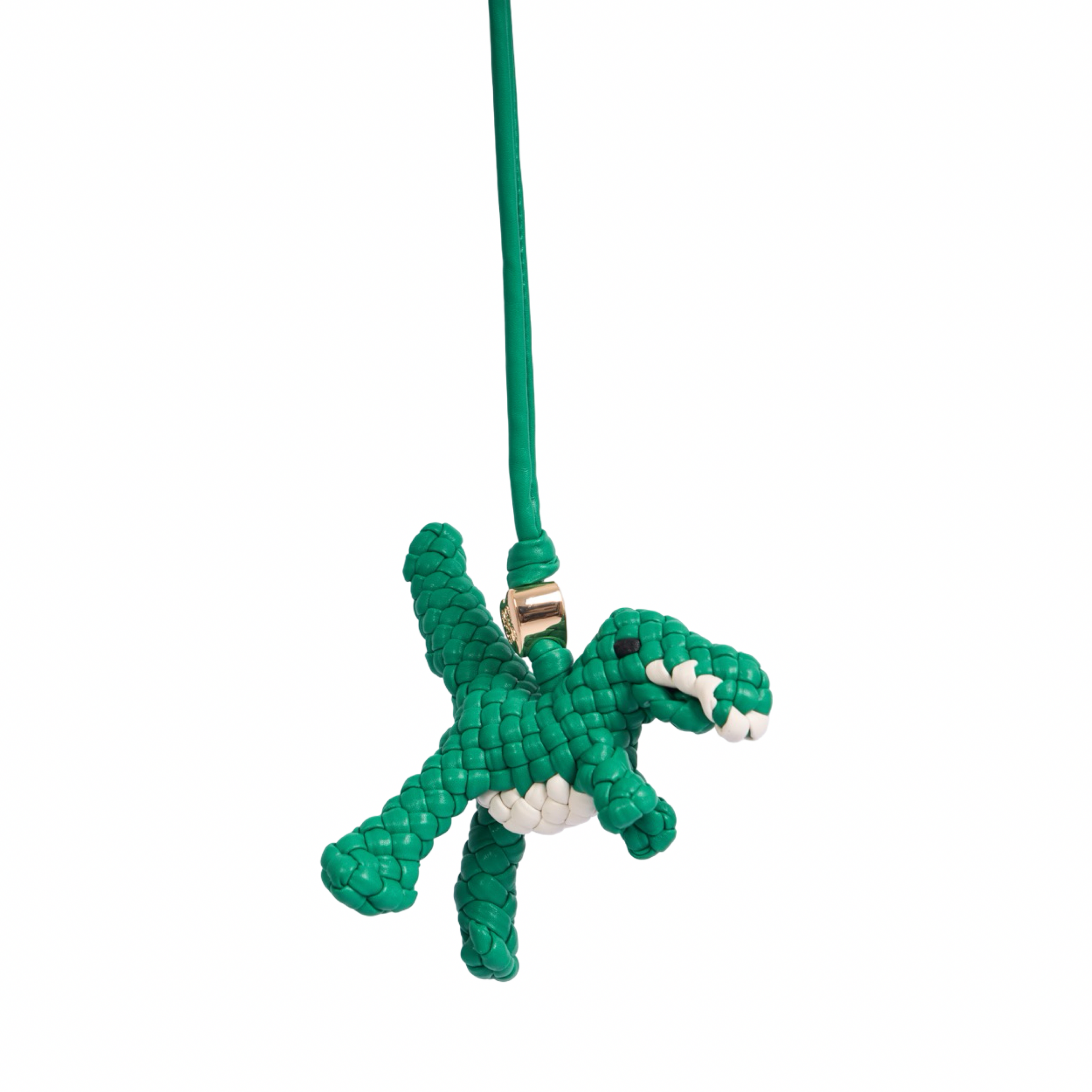 Woven Dinosaur Green Bag Charm – Gold