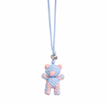 Woven Bear Pink Blue Bag Charm – Silver