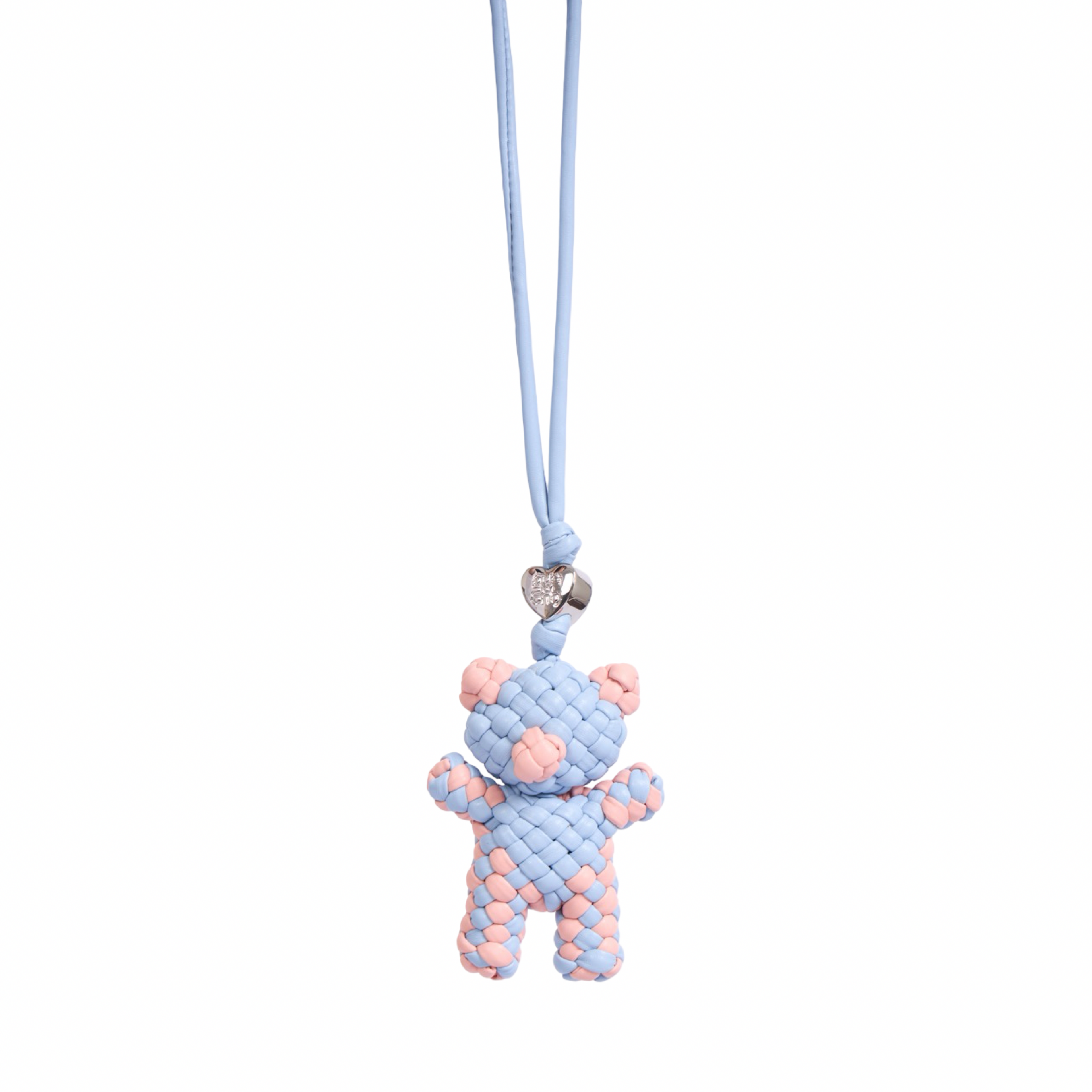 Woven Bear Pink Blue Bag Charm – Silver