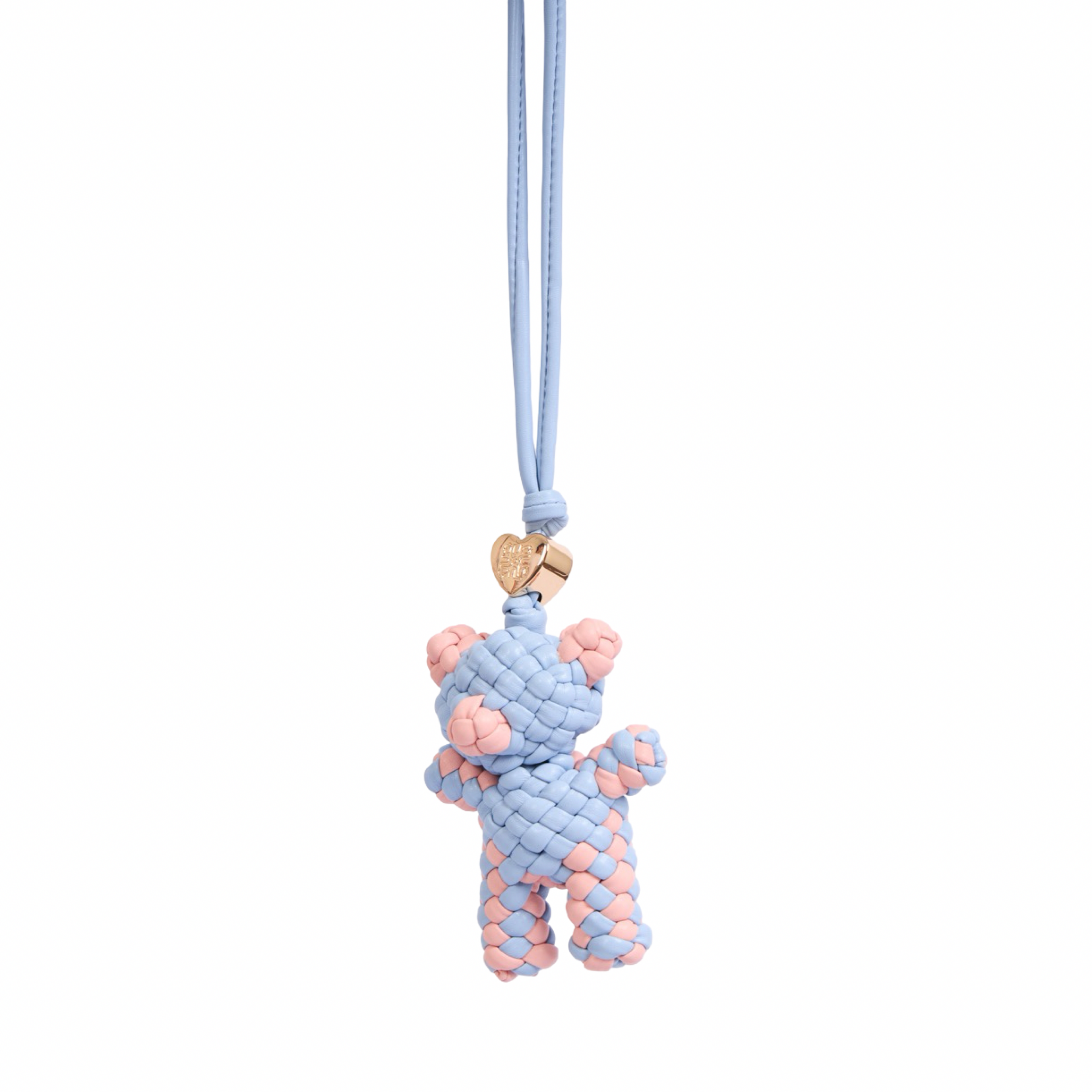 Woven Bear Pink Blue Bag Charm – Gold