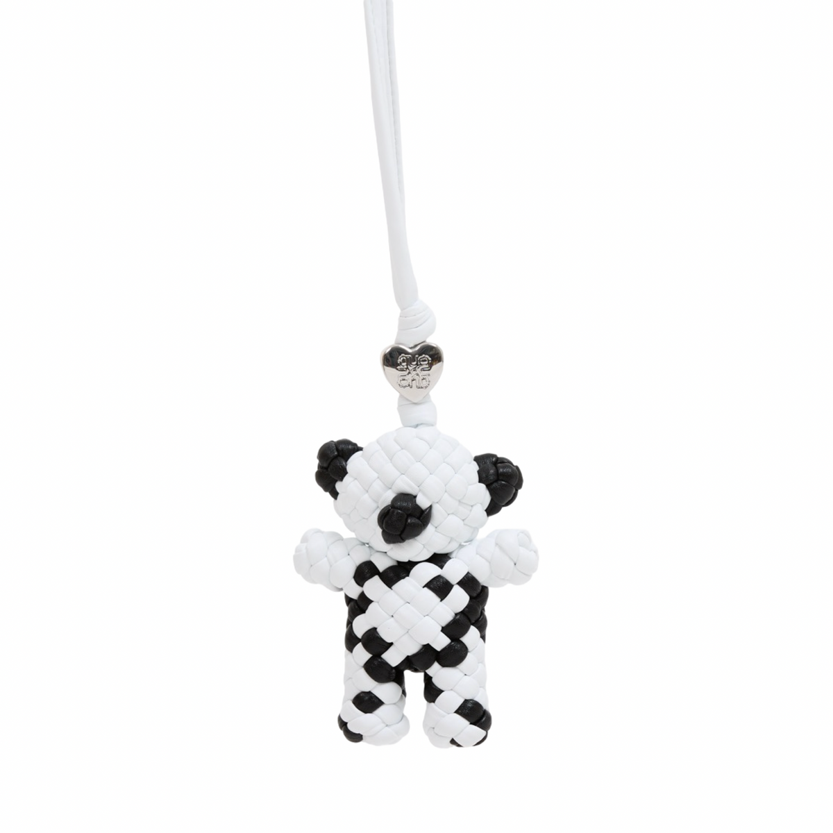 Woven Bear Black/White Bag Charm – Silver