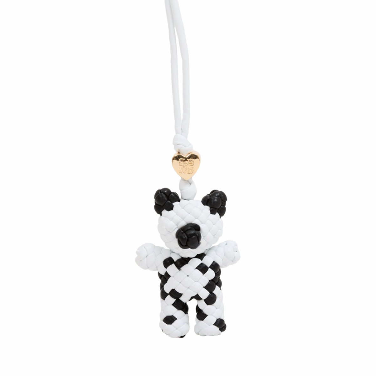 Woven Bear Black/White Bag Charm – Gold