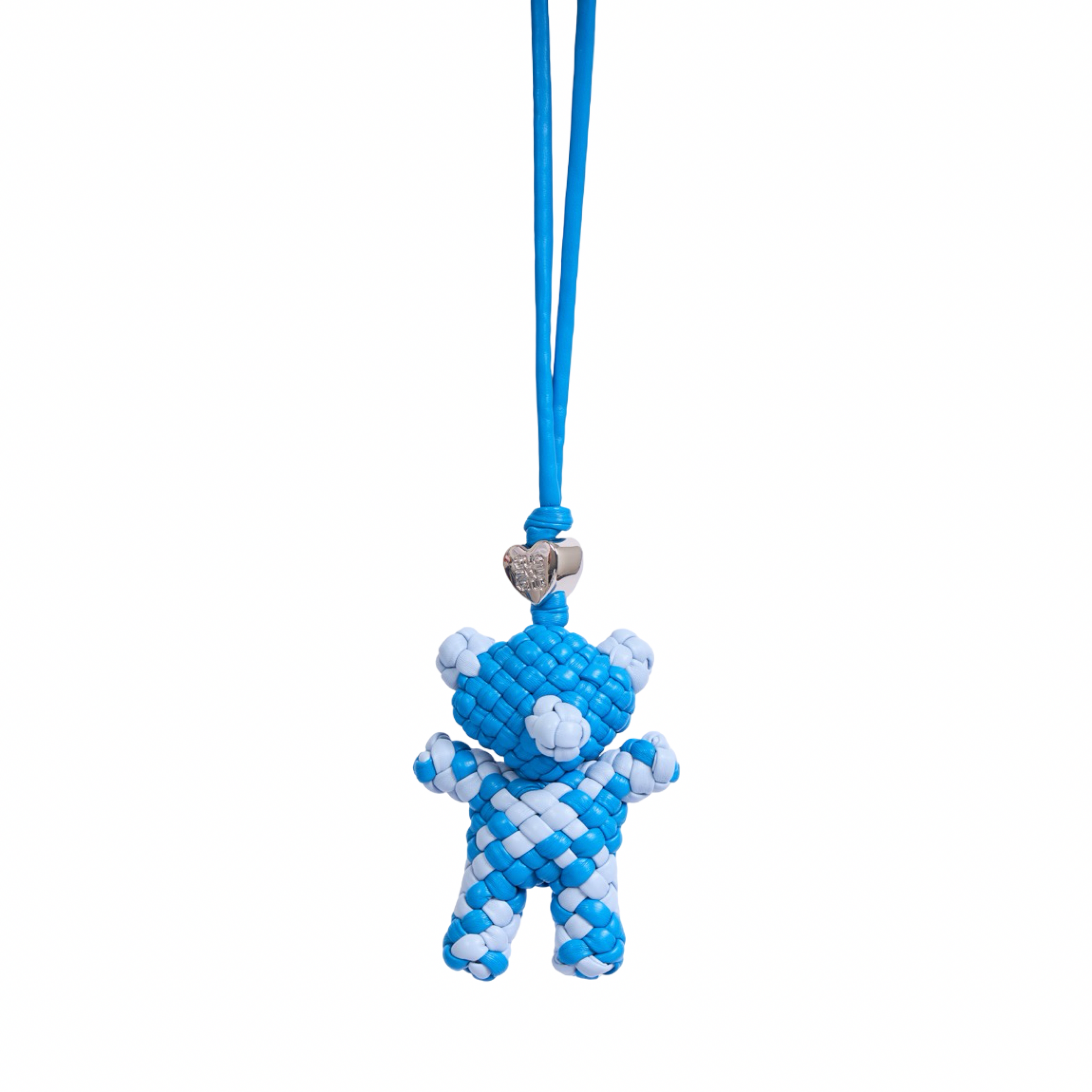Woven Bear Blue Bag Charm – Silver