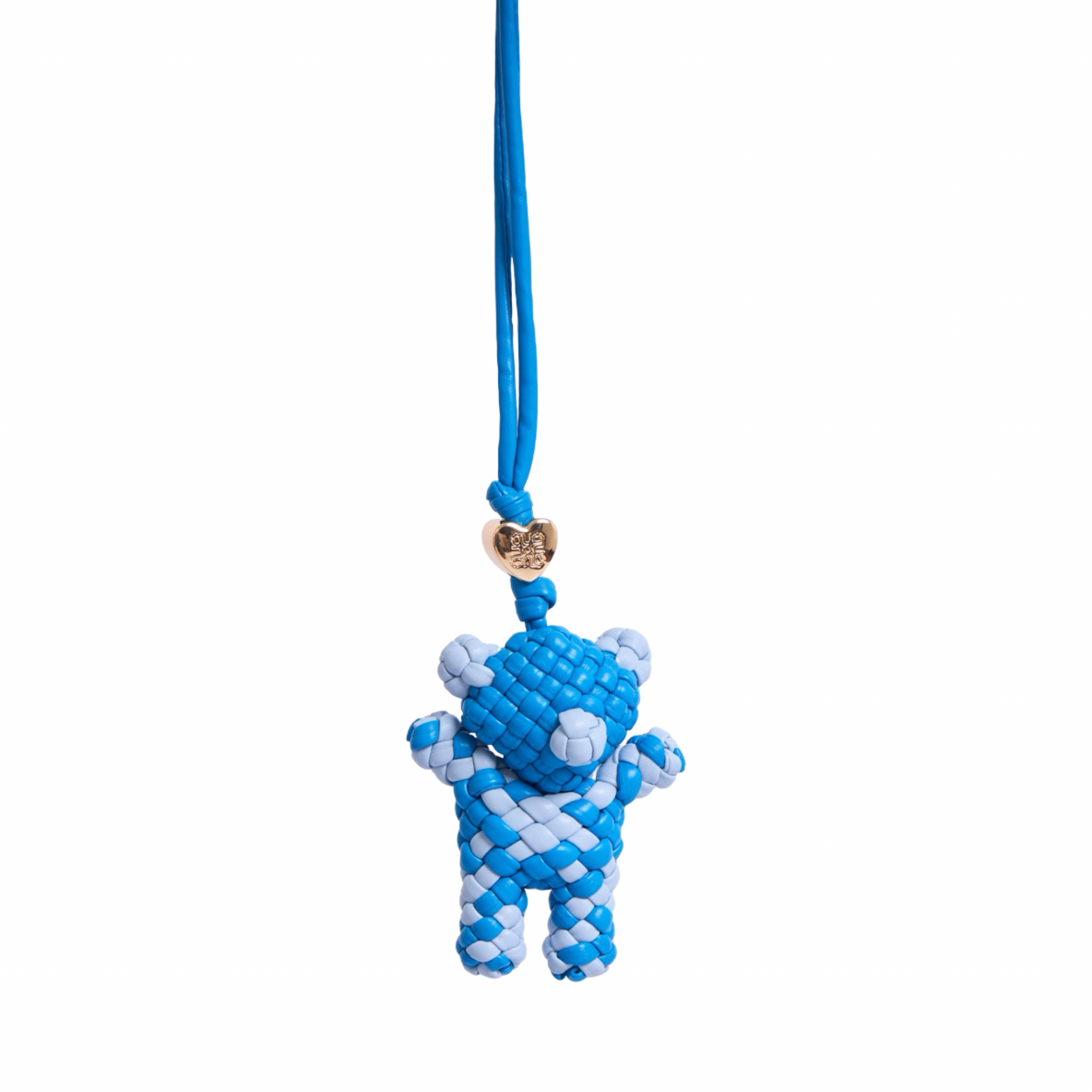 Woven Bear Blue Bag Charm – Gold