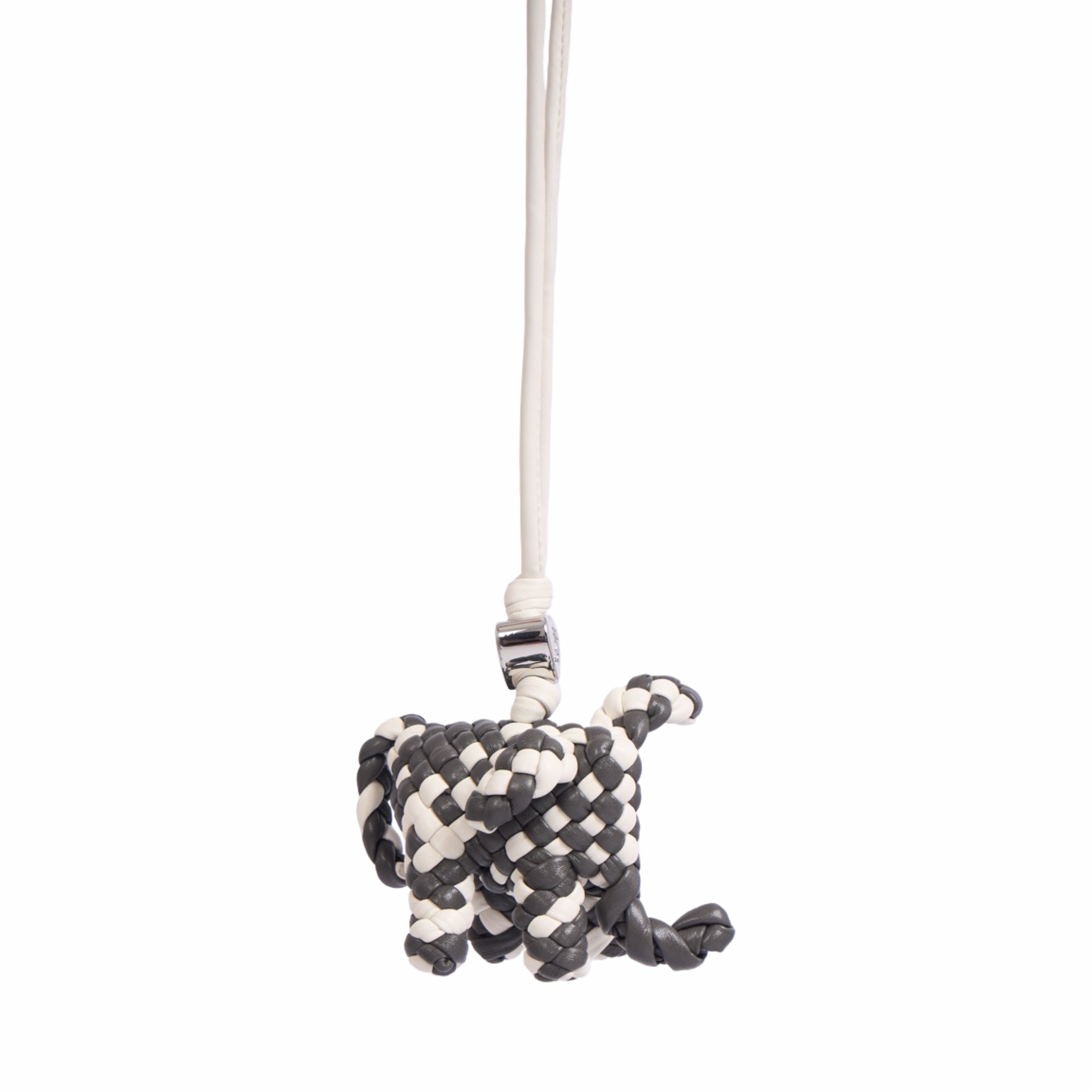 Woven Elephant Black Bag Charm – Silver