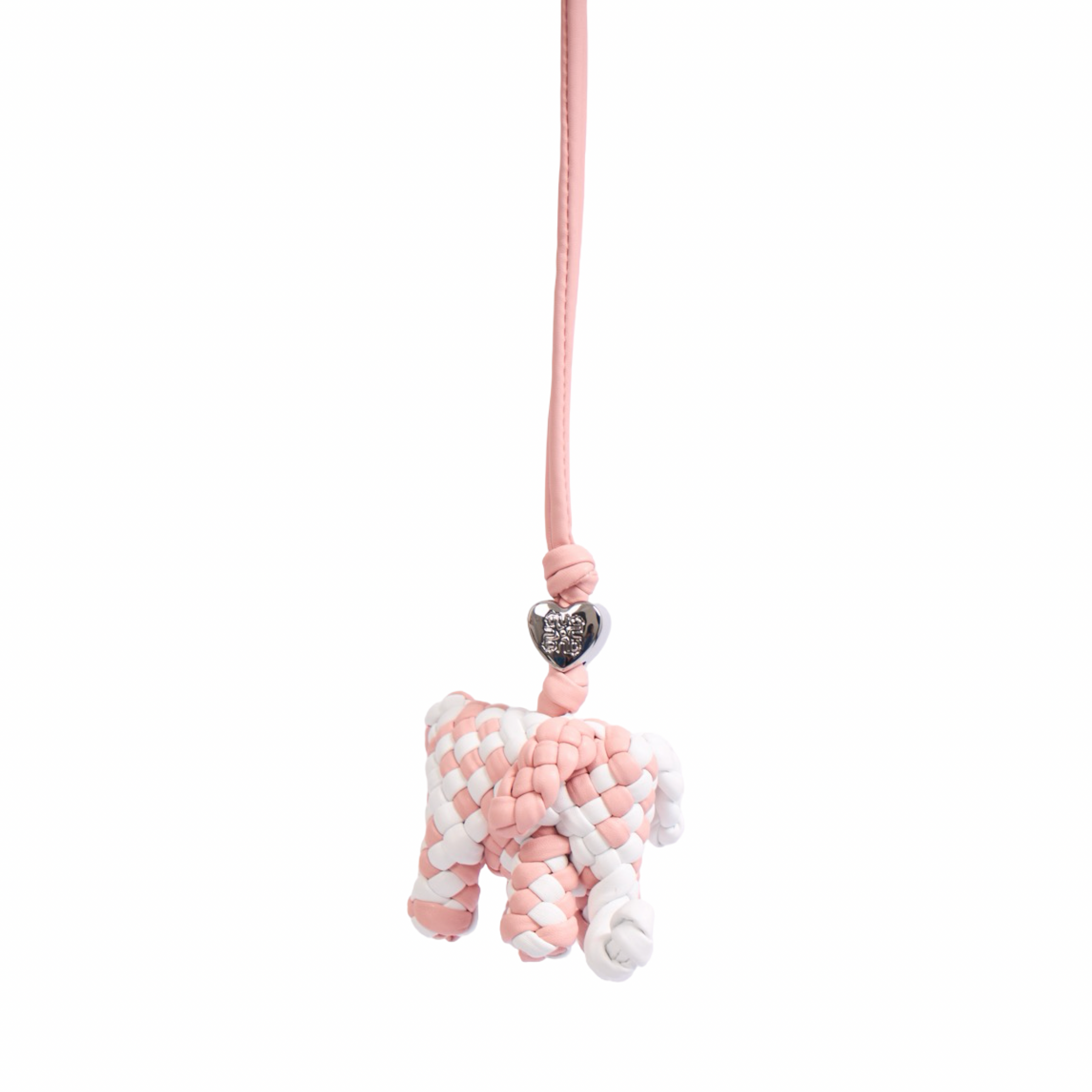 Woven Elephant Pink Bag Charm – Silver