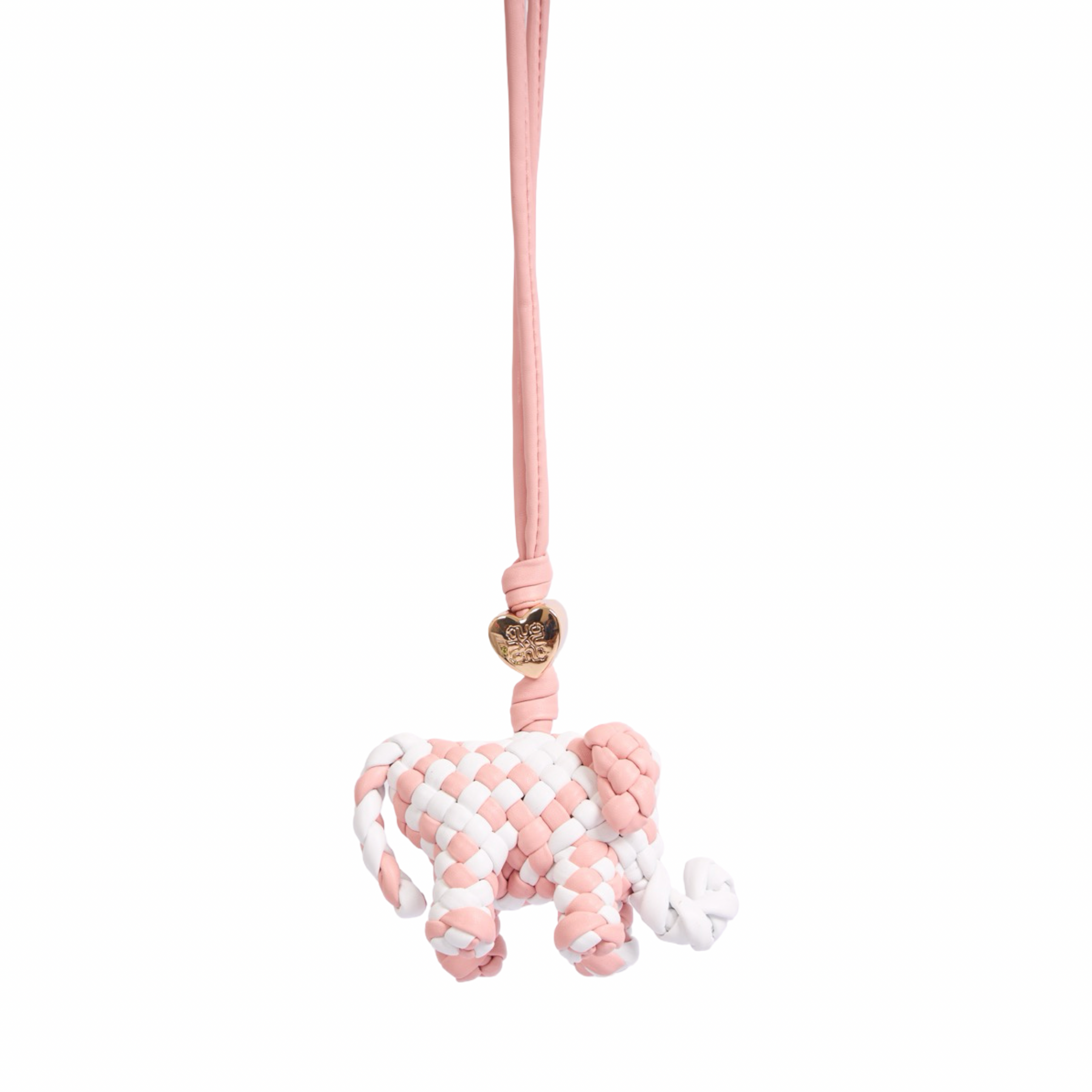 Woven Elephant Pink Bag Charm – Gold