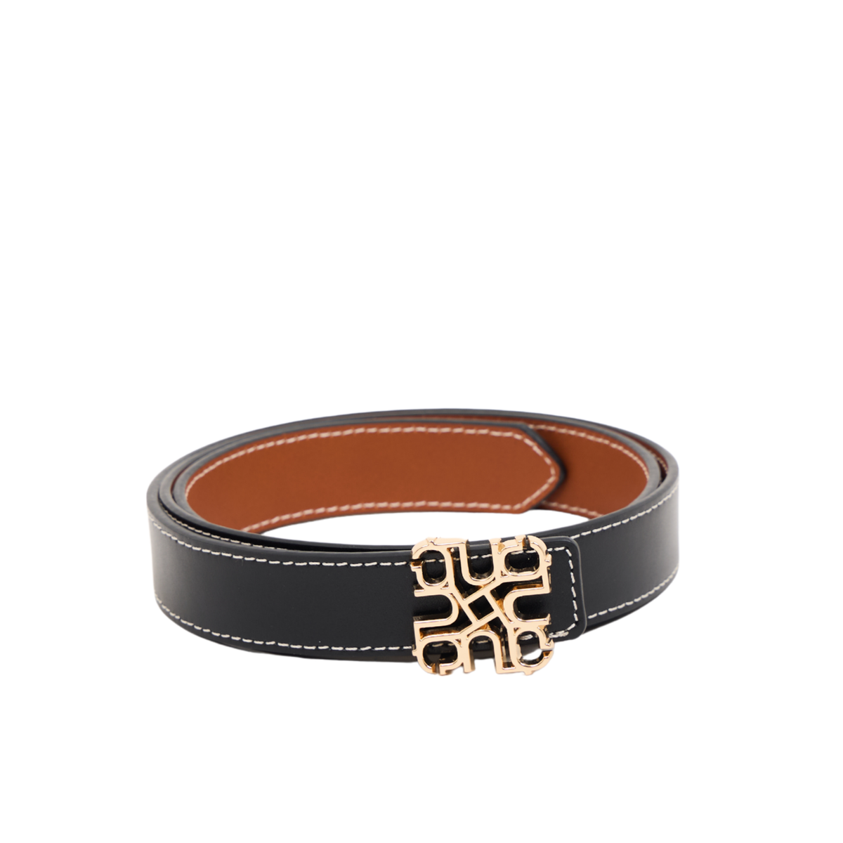Leather Belt Black/Brown – Gold