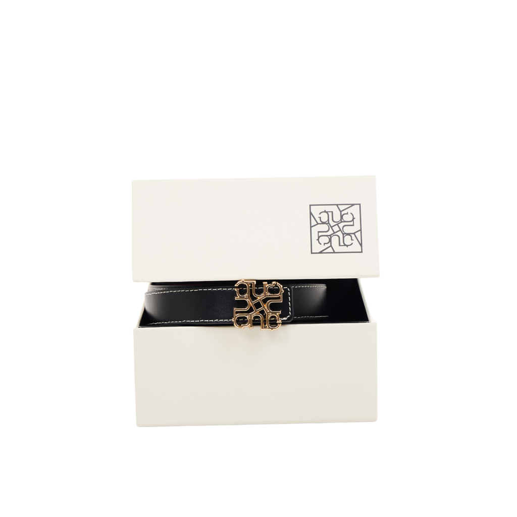 Leather Belt Black/Brown – Gold