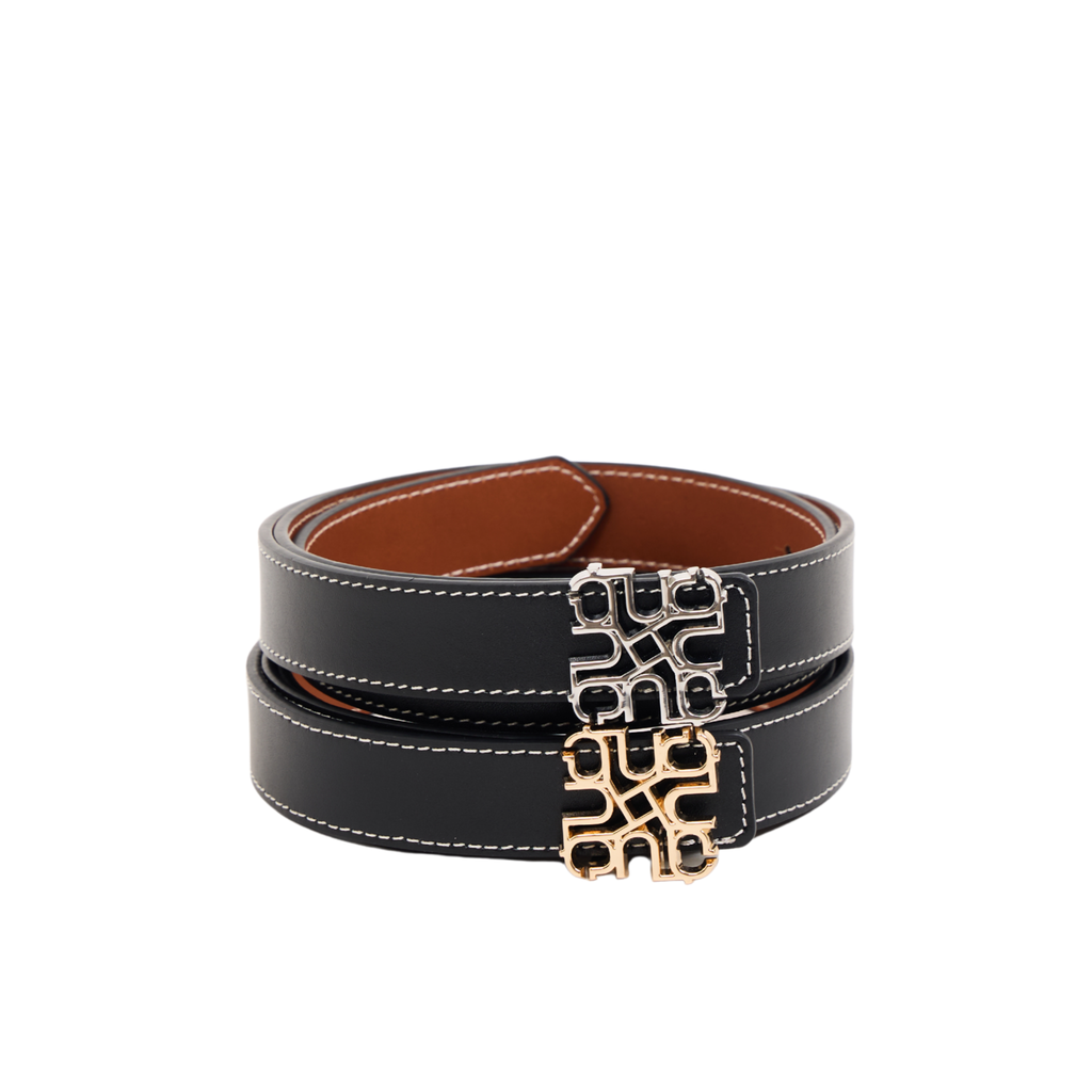Leather Belt Black/Brown – Silver