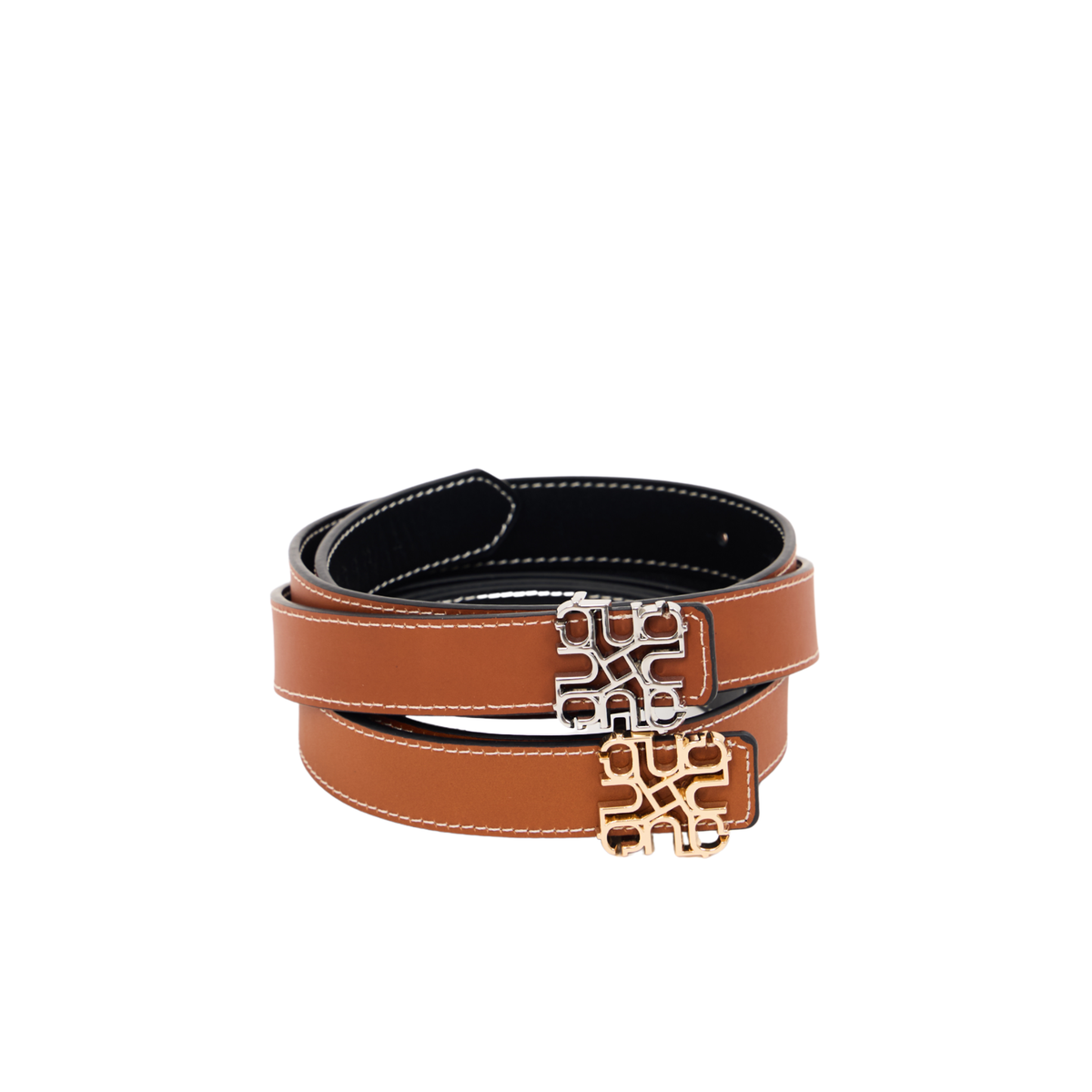 Leather Belt Black/Brown – Silver