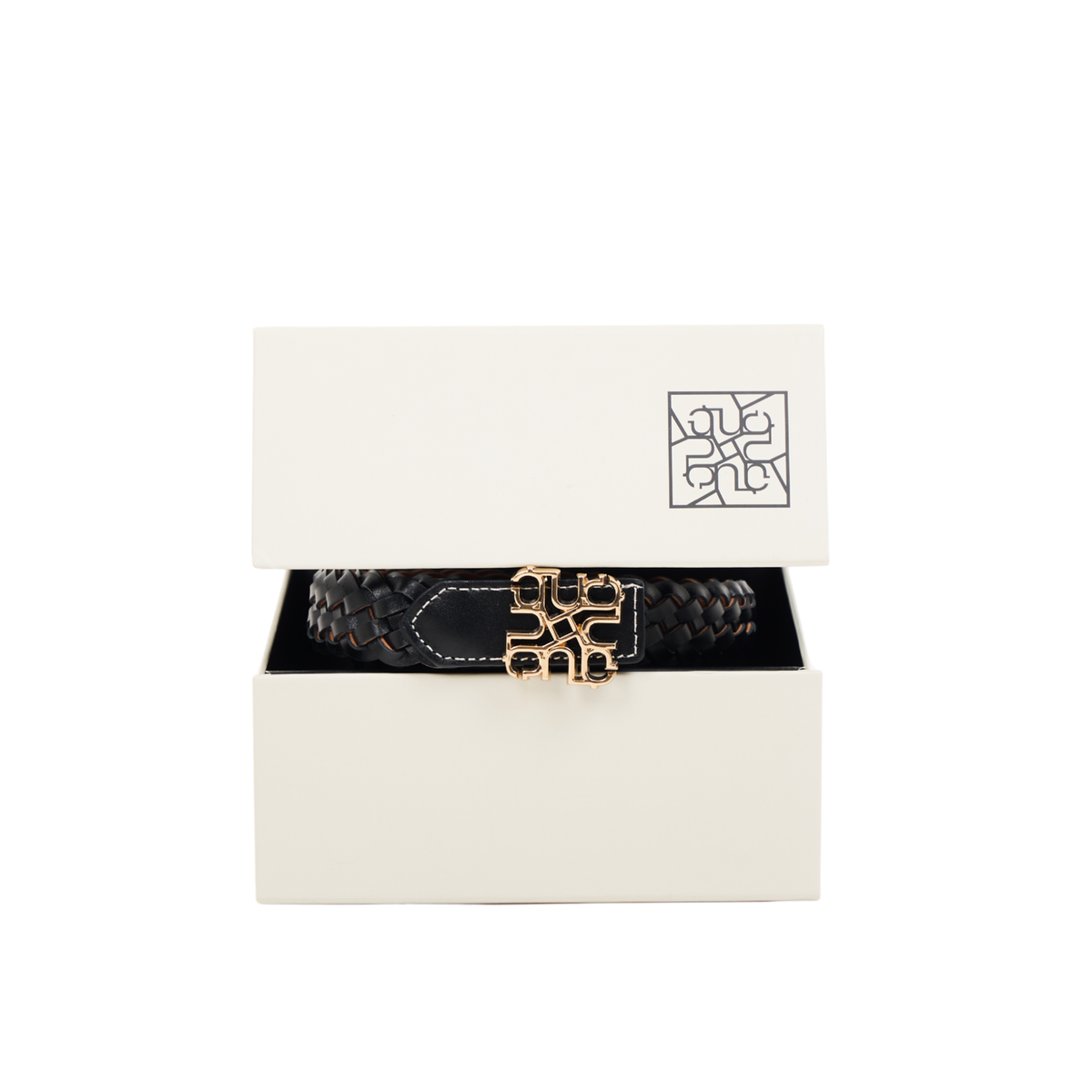 Woven Leather Belt Black/Brown – Gold