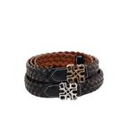 Woven Leather Belt Black/Brown – Silver