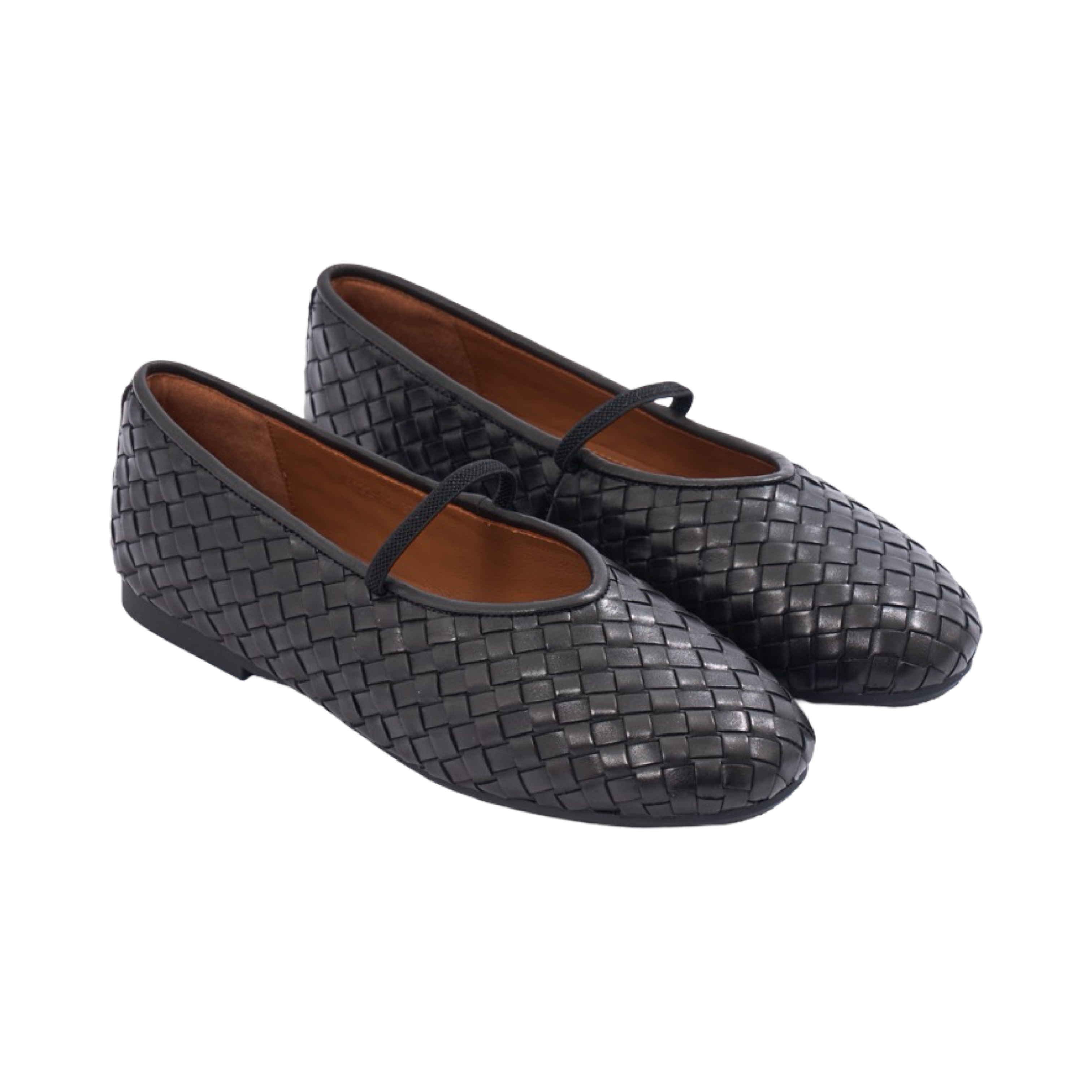 Chan Journey – Florence Handmade Woven Calfskin Flats – Midnight