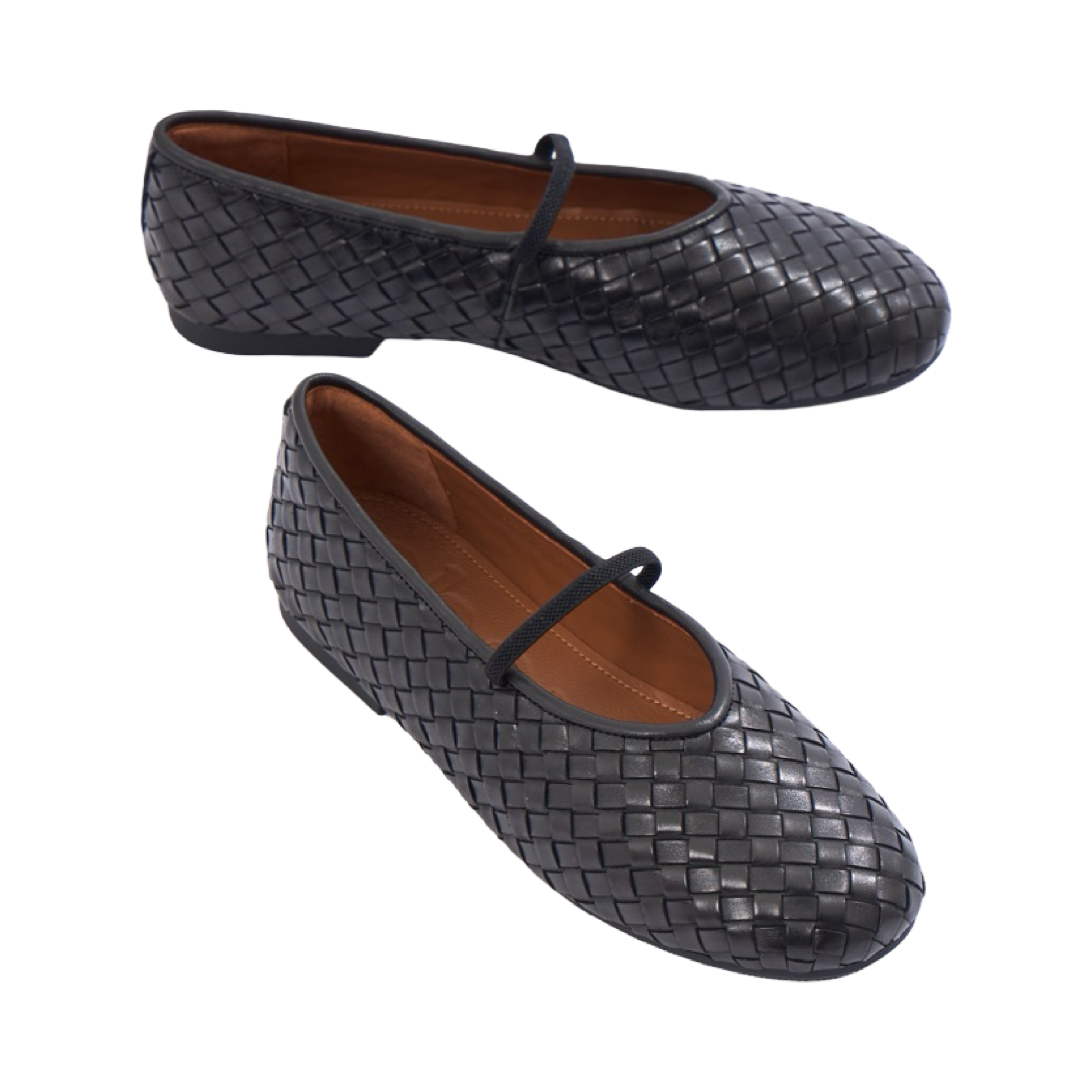 Chan Journey – Florence Handmade Woven Calfskin Flats – Midnight