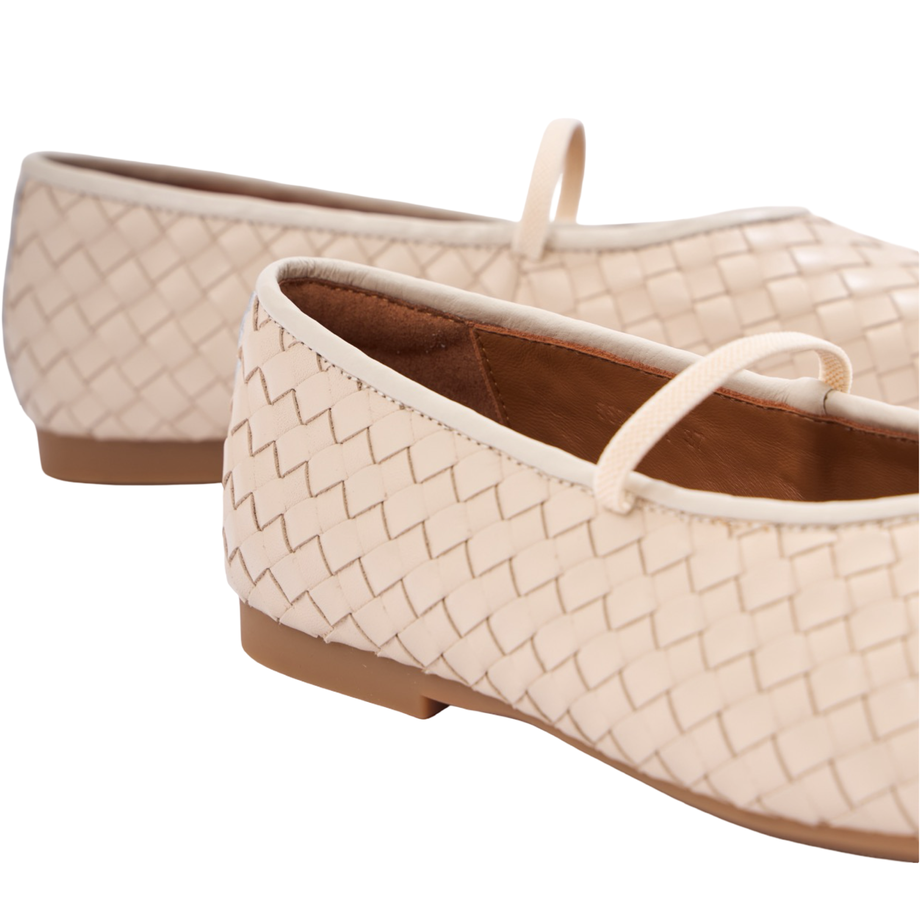 Chan Journey – Florence Handmade Woven Calfskin Flats – Ivory