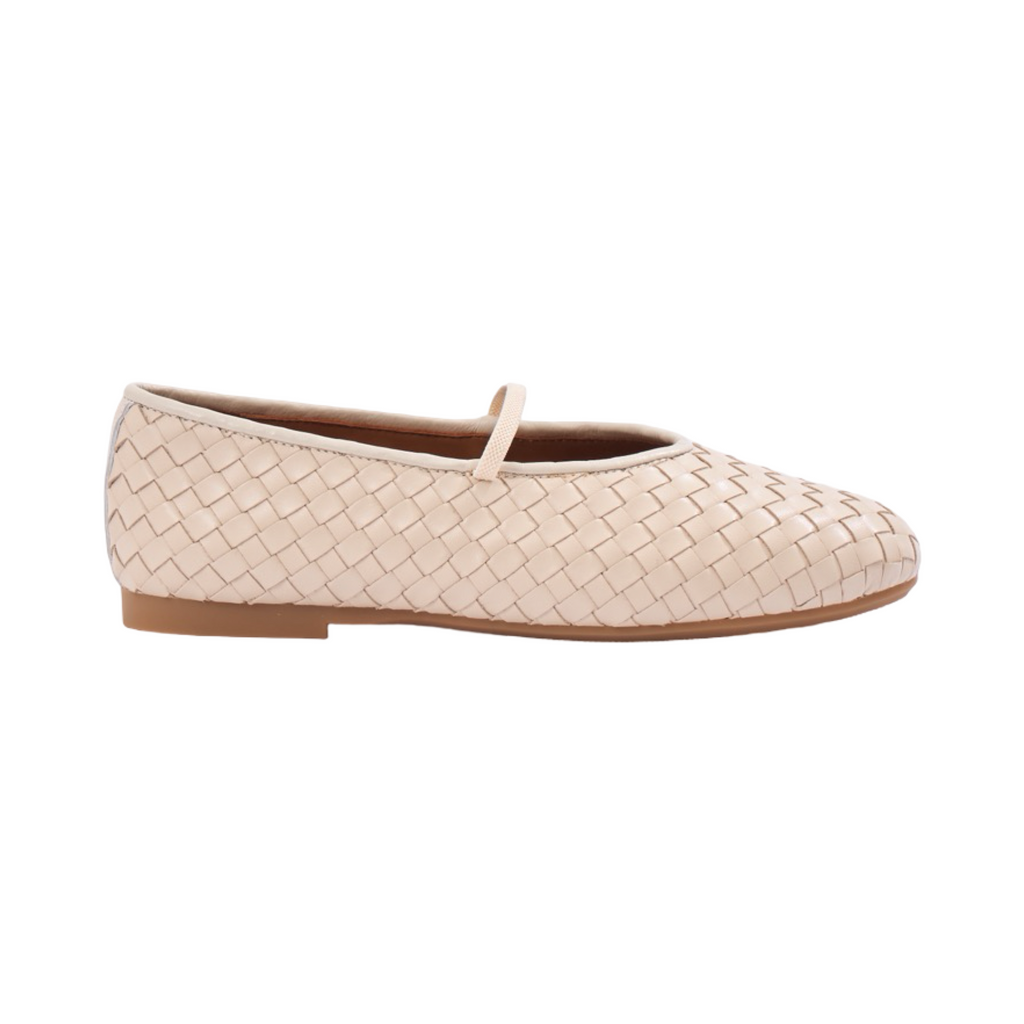 Chan Journey – Florence Handmade Woven Calfskin Flats – Ivory